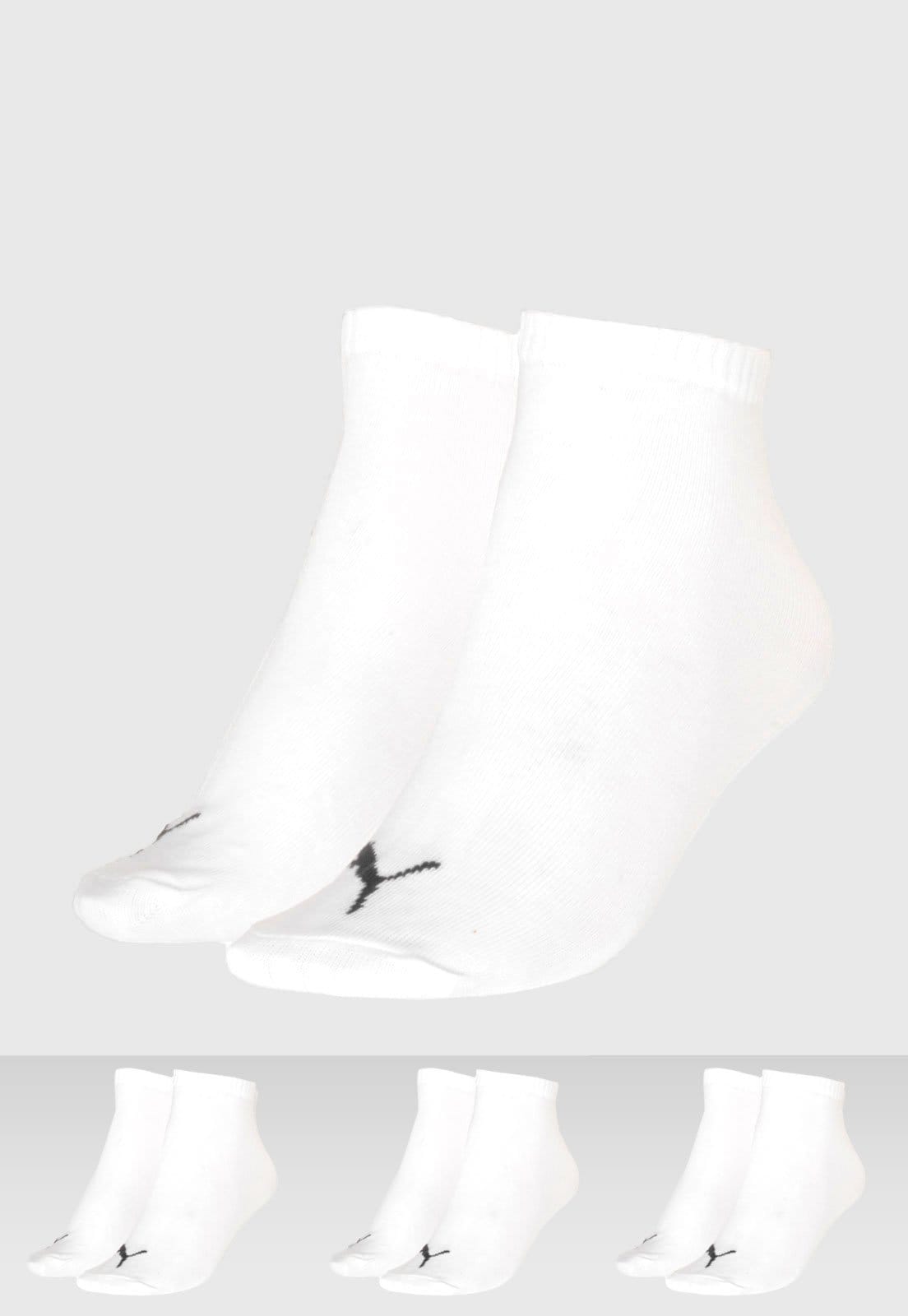 Kit 3pçs Meia Puma Logo Branca
