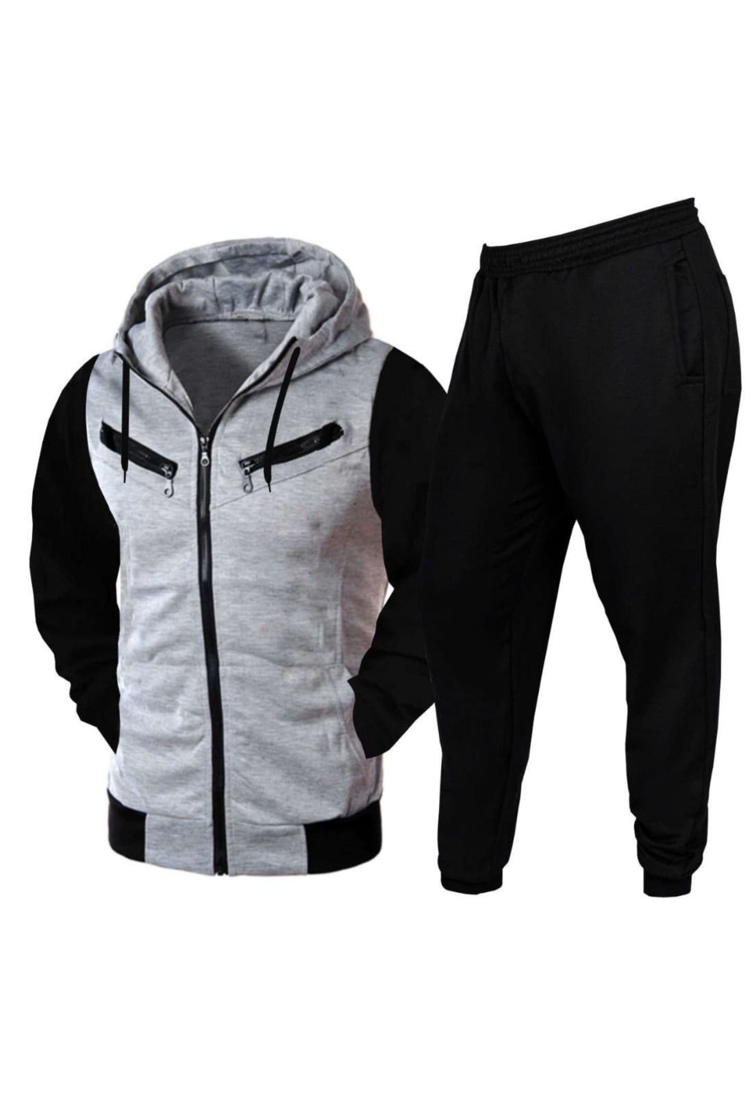 Conjunto Blusa E Calça De Moletom Relaxado Zíper E Claro