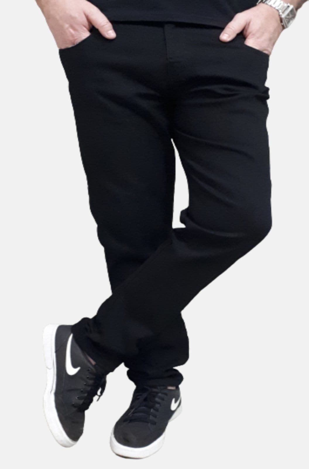 Vista 2 Calça Jeans Masculina Slim Elastano Preta BOEN JEANS preto