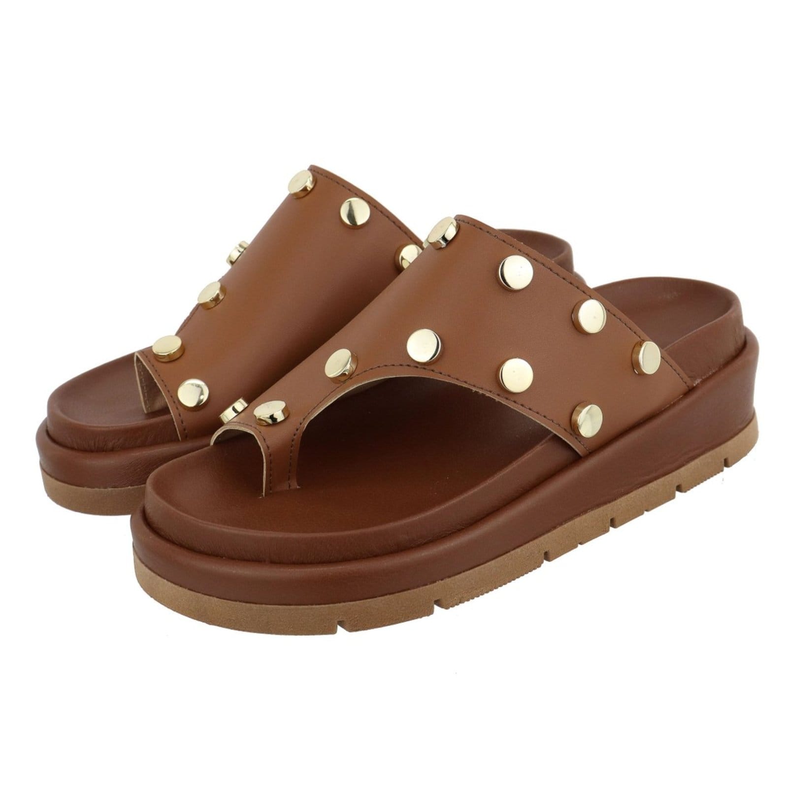 Sandália Papete Feminina Sola Alta Bolinhas