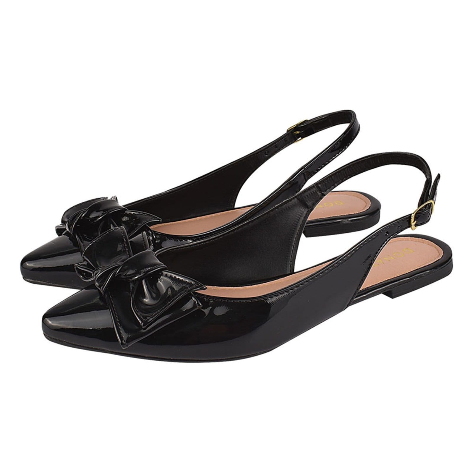 Sapatilha Feminina Bico Fino Mule Slingback CM Calçados Laço Verniz