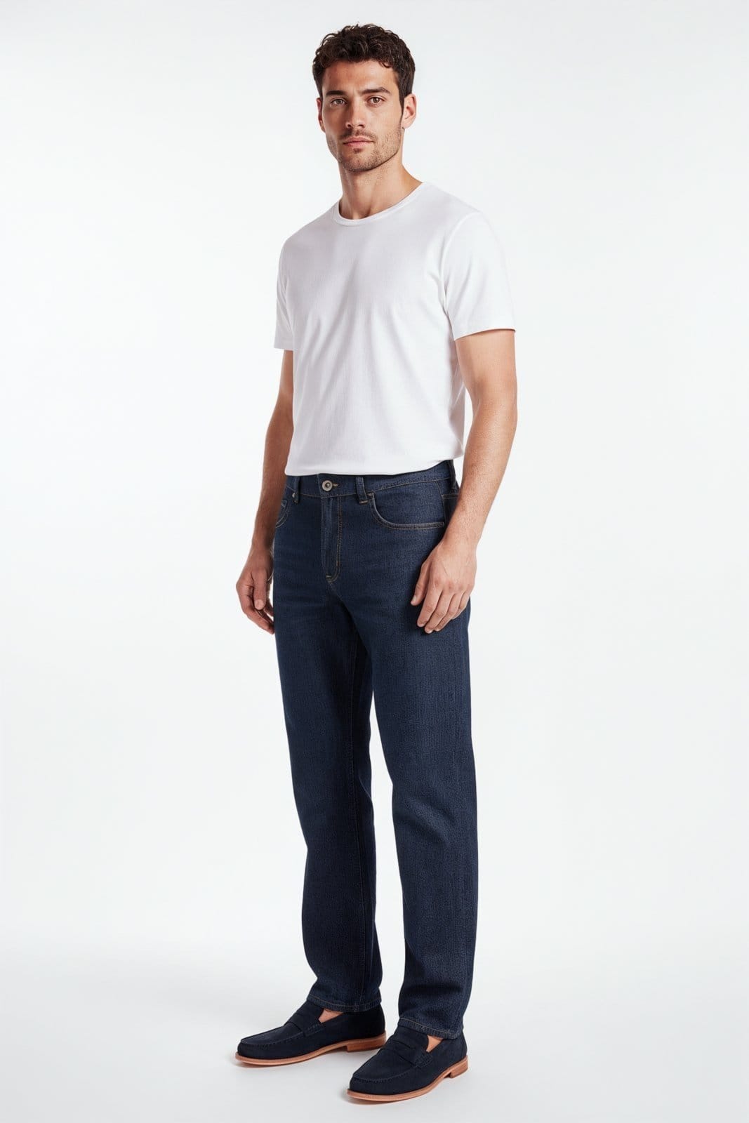 Vista 2 Calça Jeans Regular 5 Bolsos Traymon - Marinho - 38 Traymon azul marinho