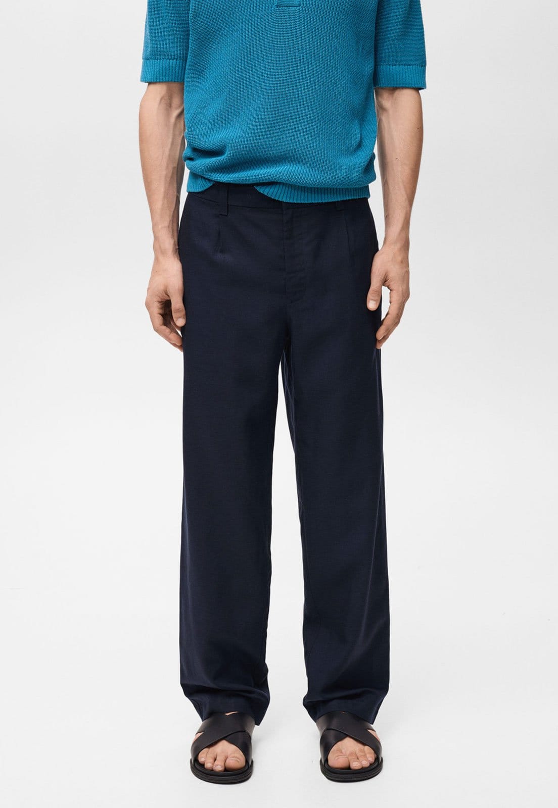 Calça Mango Reta David Azul-Marinho