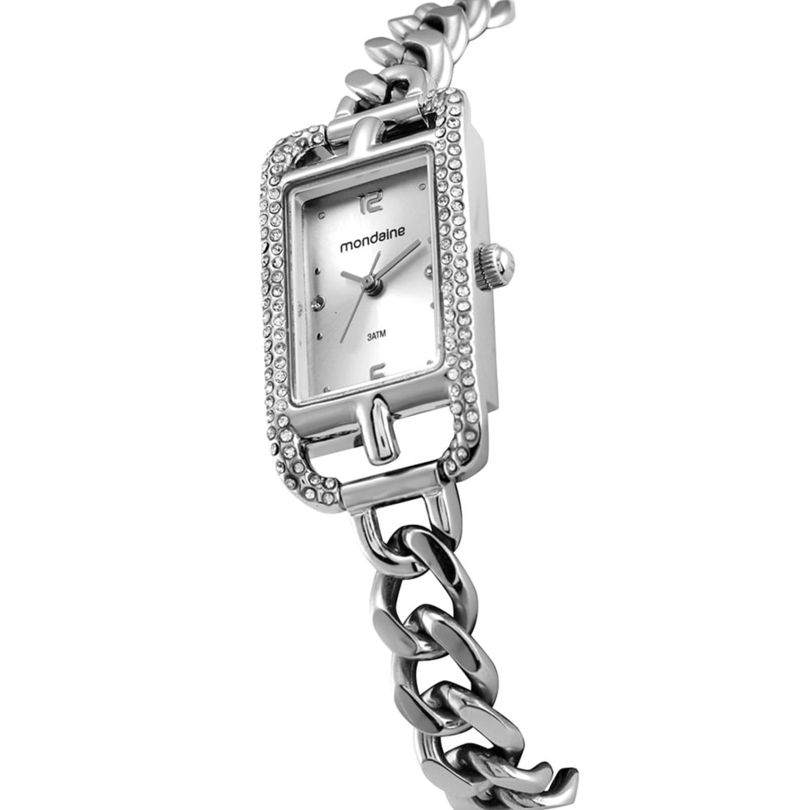 Vista 2 Relógio Feminino Quadrado Mondaine Mondaine prata