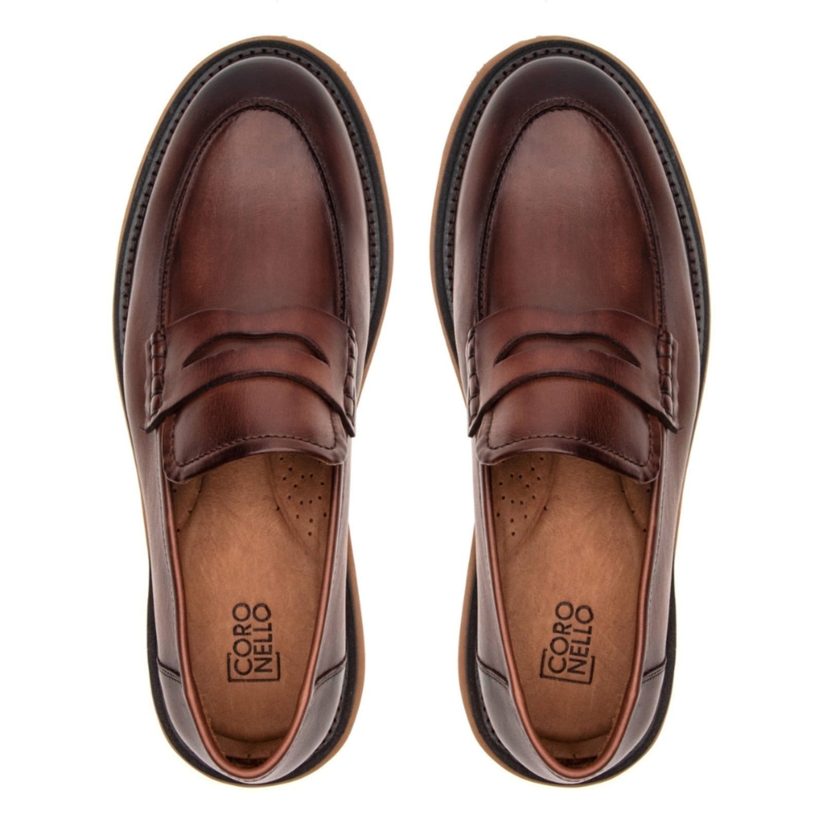 Vista 2 Sapato Loafer London Coronello Premium em Couro Havana Coronello marrom