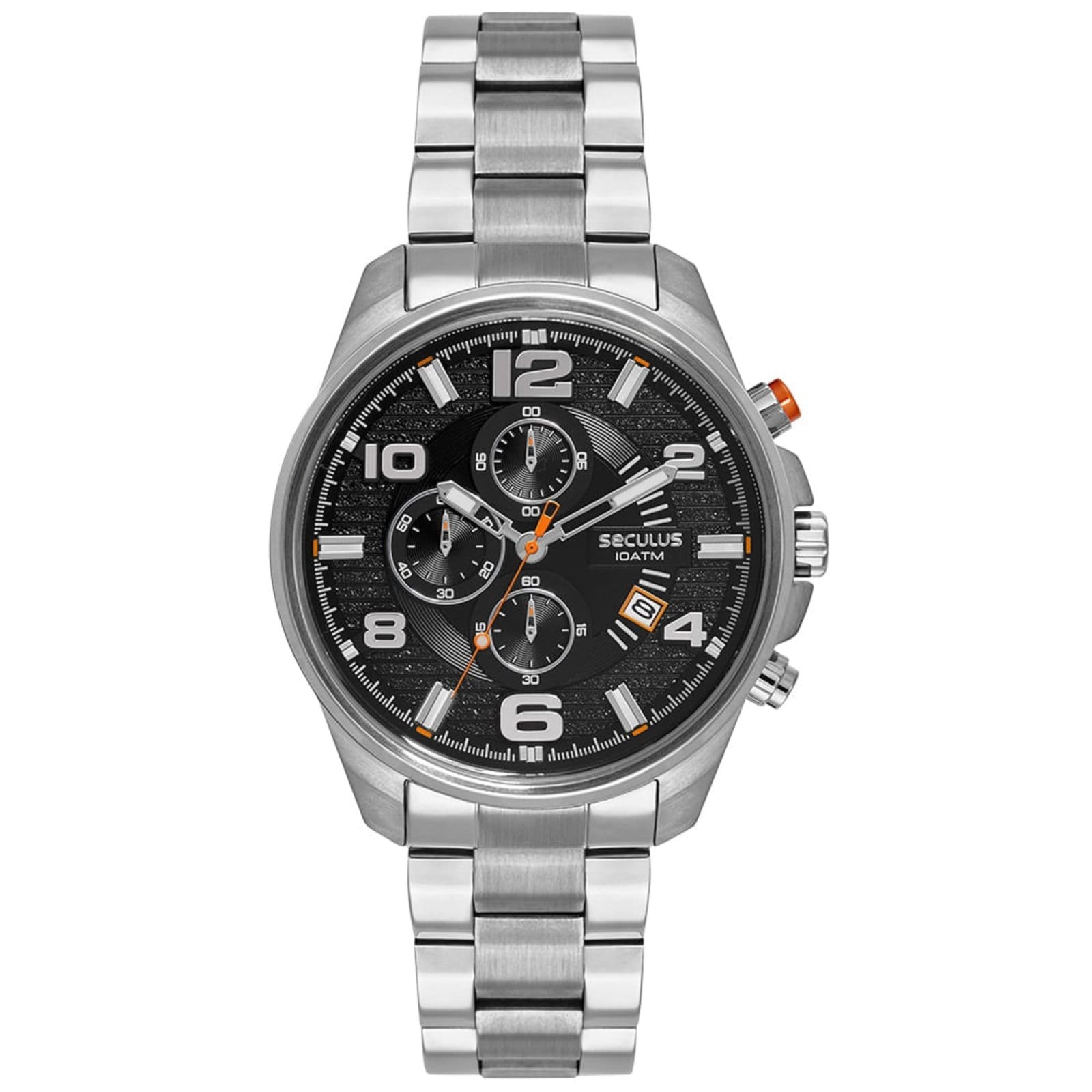 Vista principal Relógio Masculino Seculus Cronógrafo Mostrador Preto Seculus prata