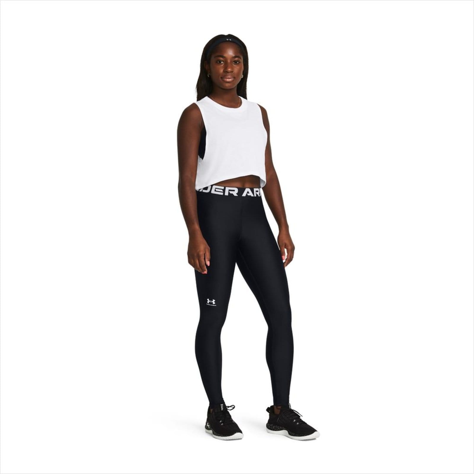 Vista principal Calça Legging Under Armour CG Authentics Feminina Treino Branco Under Armour preto