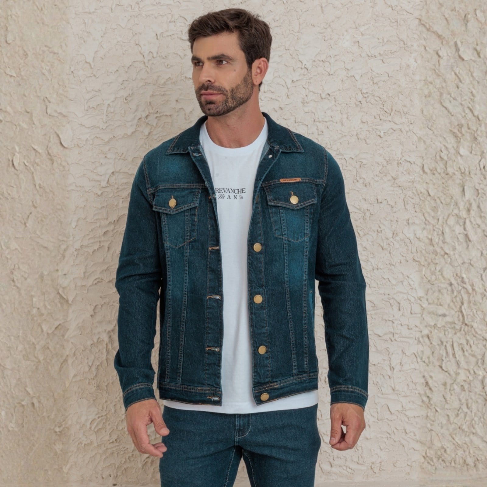 Jaqueta Jeans Com Elástano Masculina Revanche Edfu