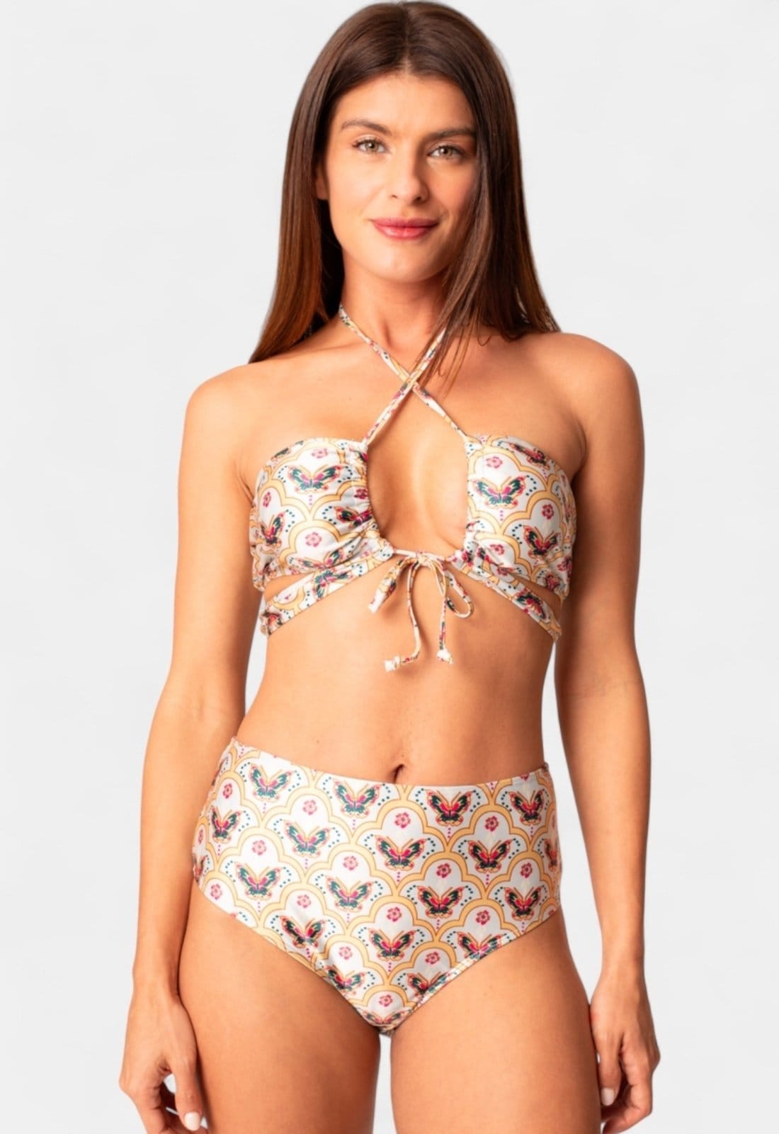 Biquíni Areia Branca Baly Hot Pant Borboleta Nude