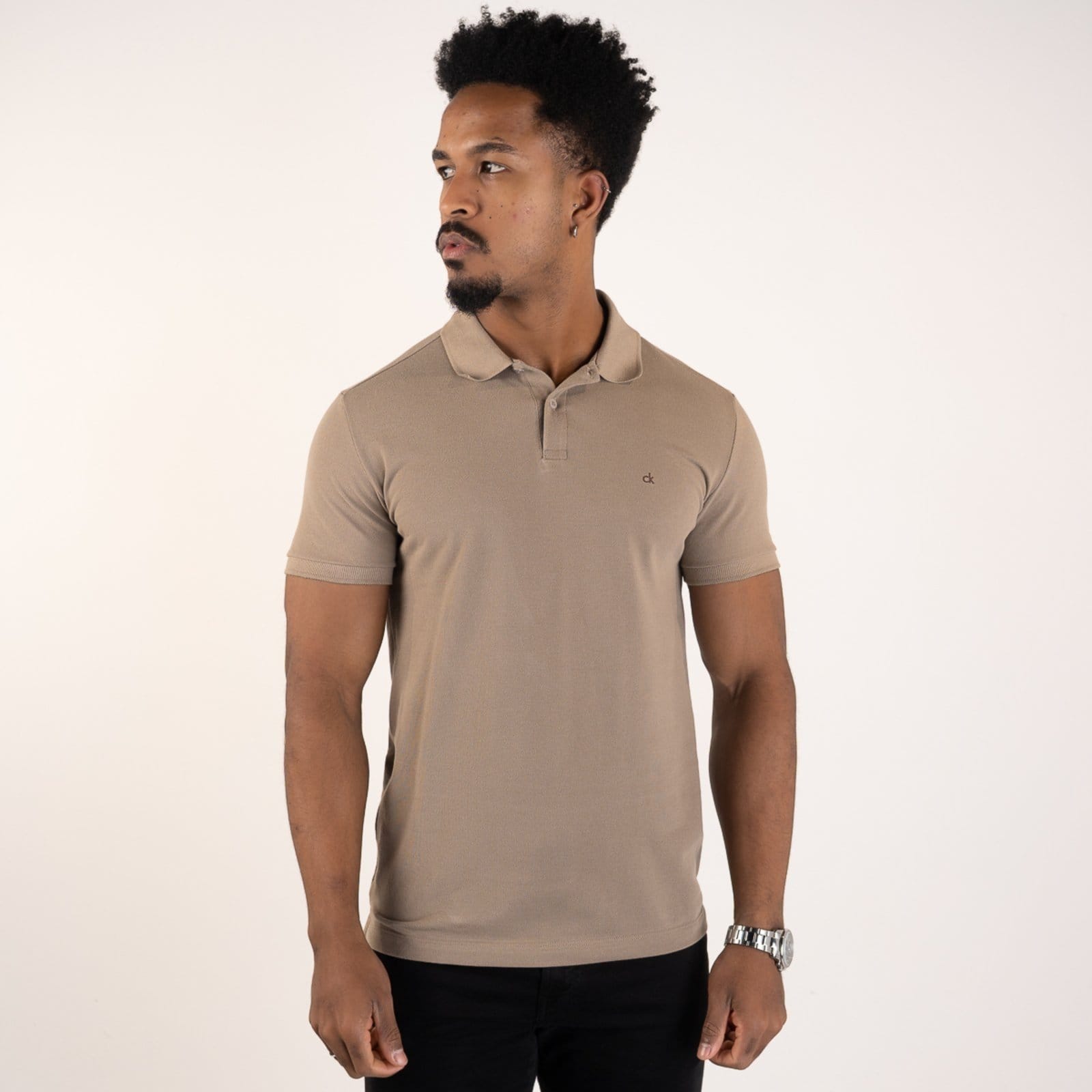 Vista principal Camisa Polo Calvin Klein Slim Khaki Calvin Klein cáqui khaki