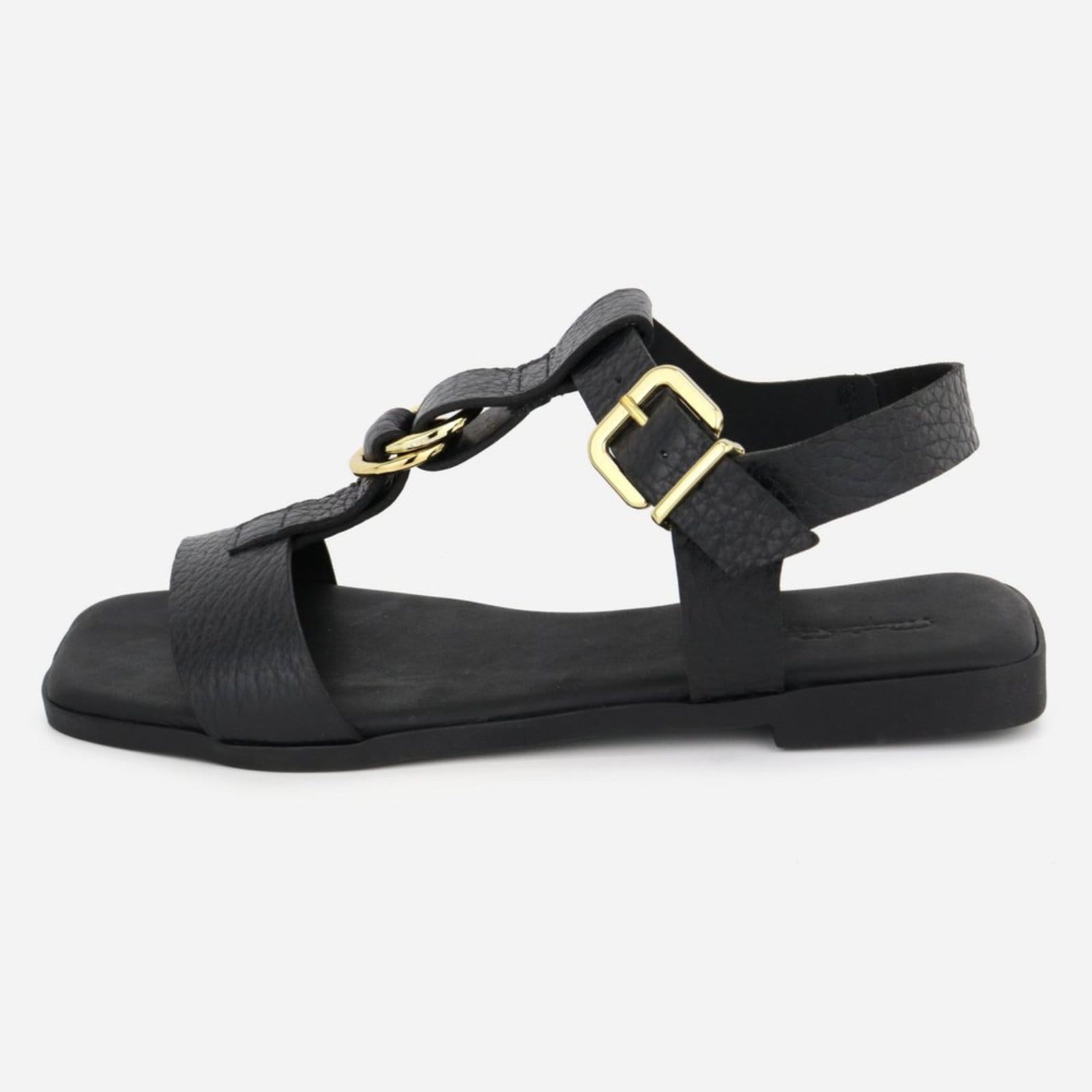 Vista principal Sandália Luxo Casual Maria Paula Couro Rasteira MARIA PAULA preto