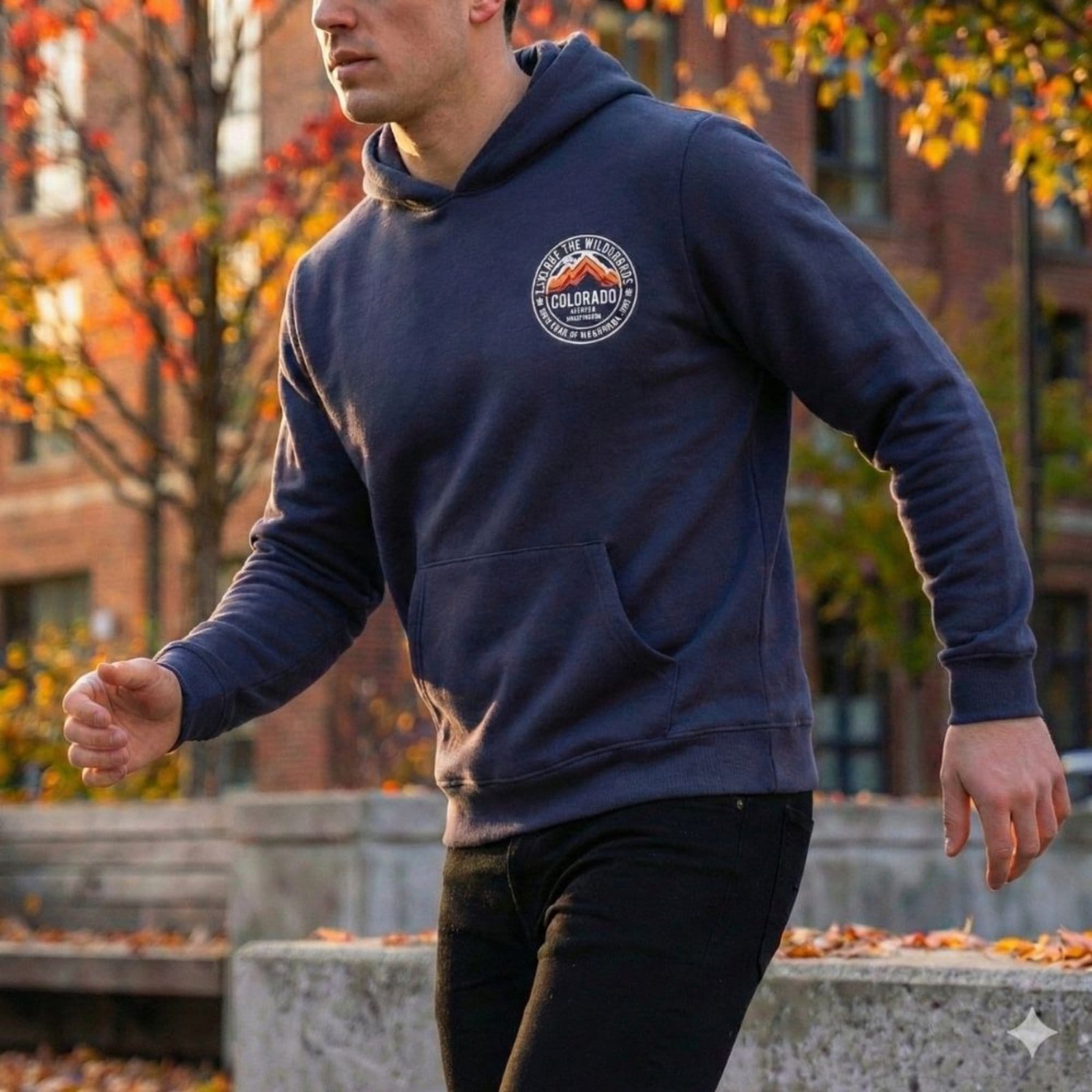 Moletom Masculino Desayner Capuz Estampa Colorado Marinho