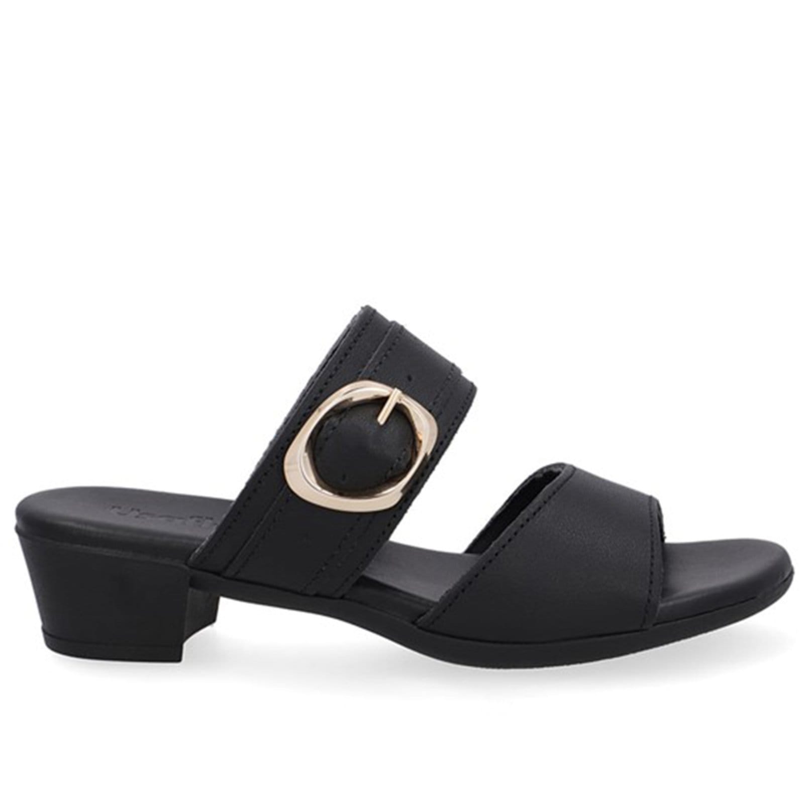 Tamanco Salto Bloco Couro Fivela Usaflex 001