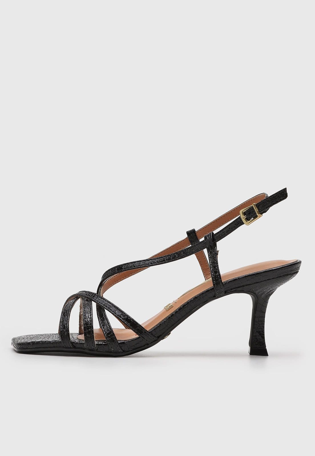 Vista principal Sandália Feminina Vizzano Salto Médio Croco Preta VIZZANO preto