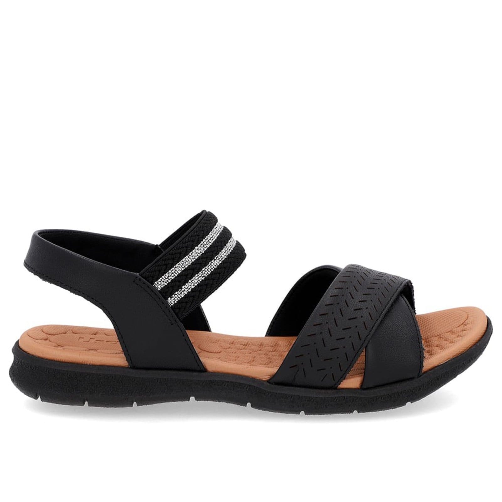 Vista principal Sandália Papete Usaflex Baixa Couro Elástico Confortoplantar Usaflex preto