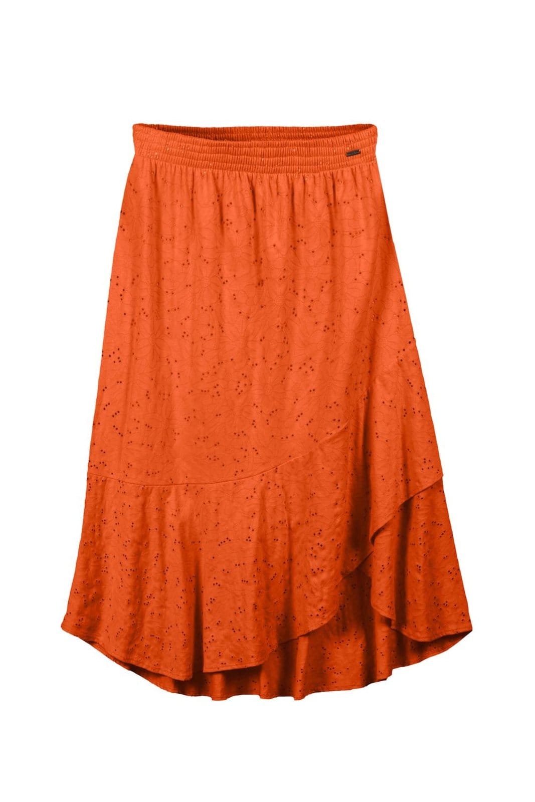 Vista 2 Saia Feminina Midi Devorê Marialícia Marialícia laranja