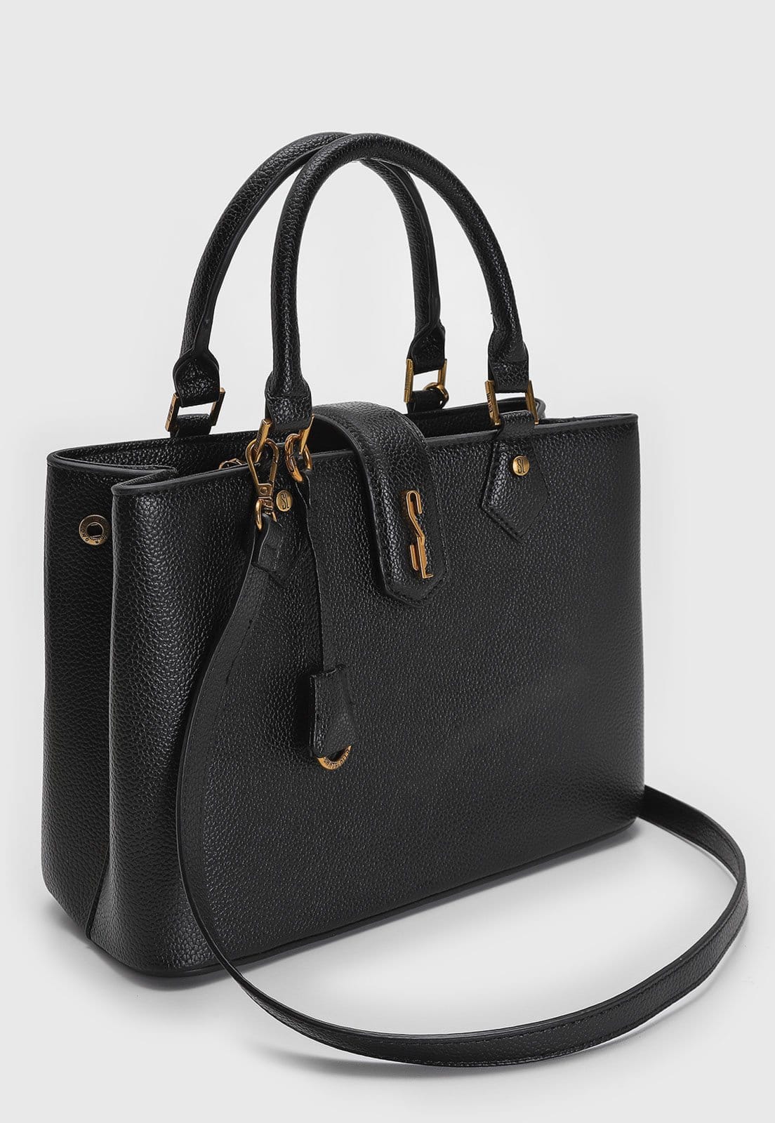 Vista 2 Bolsa Grande Feminina Santa Lolla Estruturada Preta Santa Lolla preto