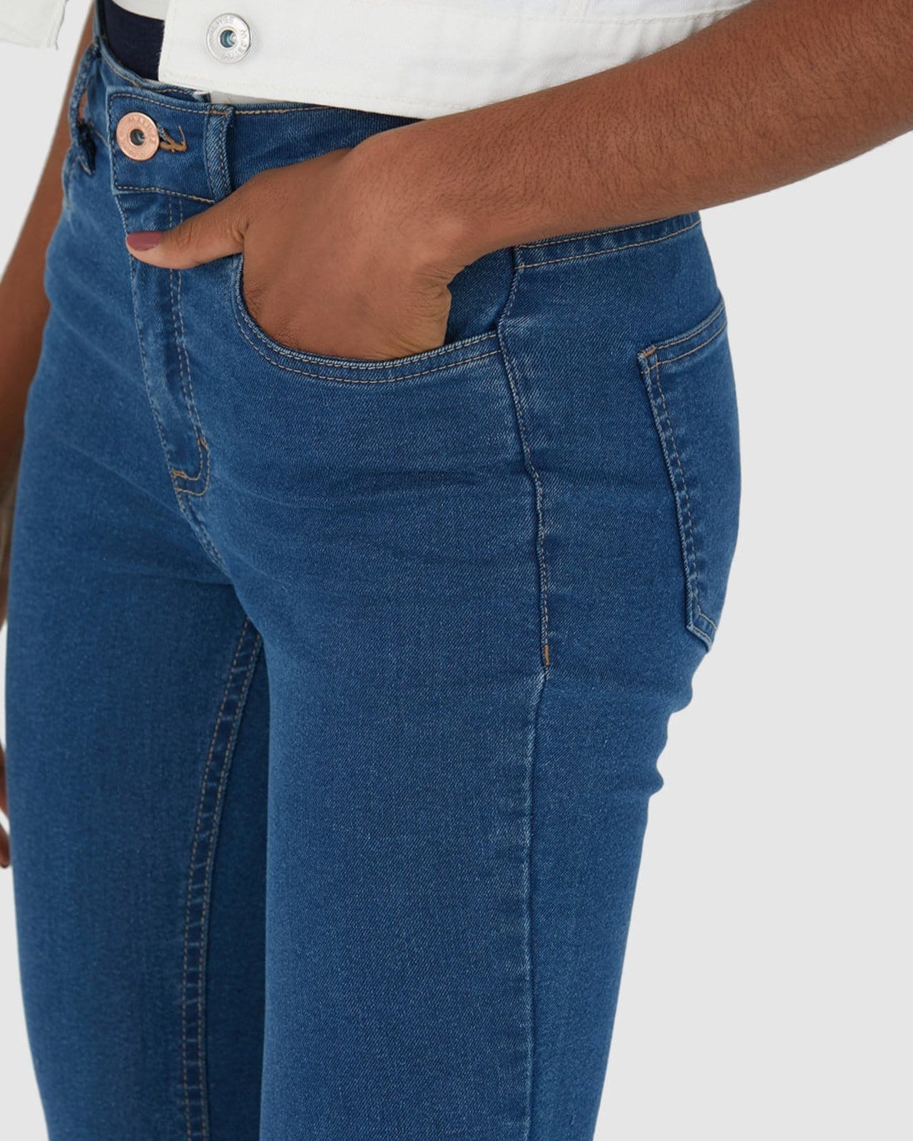 Vista 2 Calça Feminina Skinny Cintura Média Em Flex Jeans Malwee azul