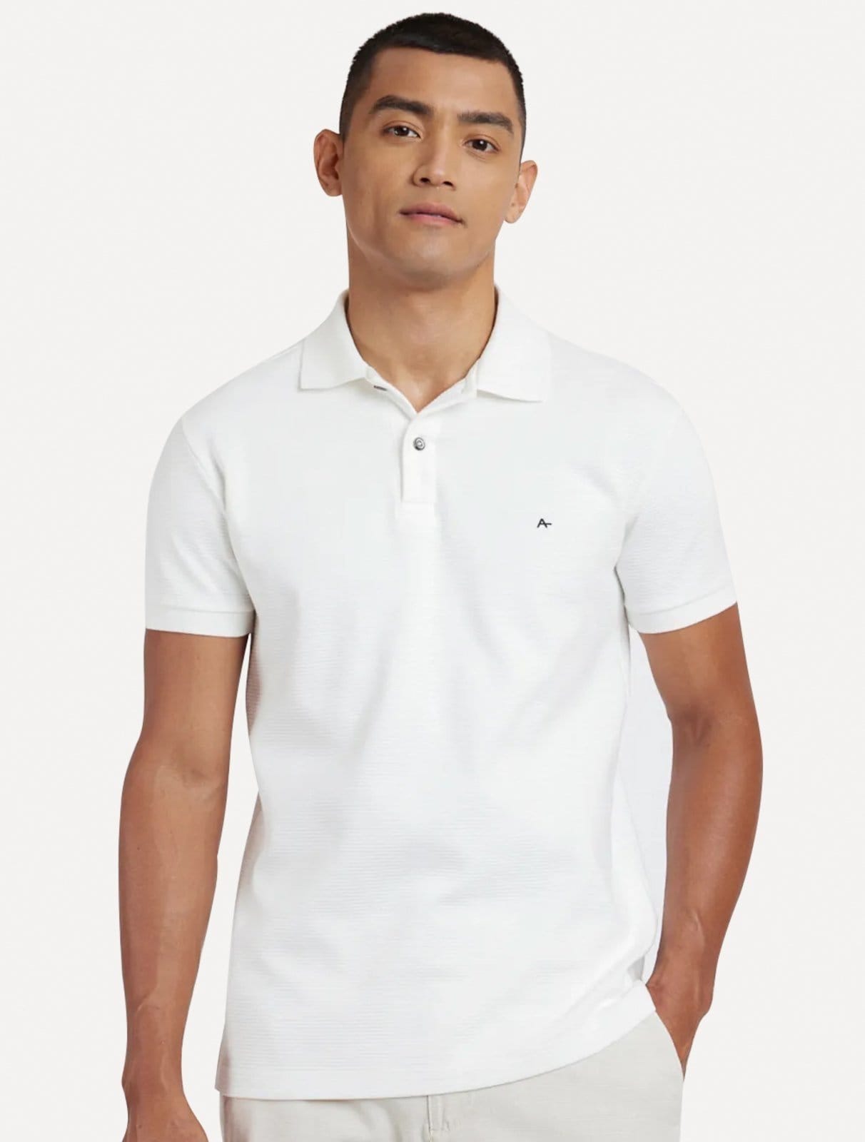 Polo Aramis Masculina Suedine Canelado Off-White