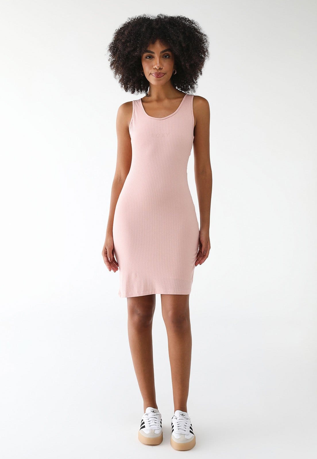 Vista 2 Vestido Feminino Roxy Good Keepsake Curto Canelado Roxy rosa