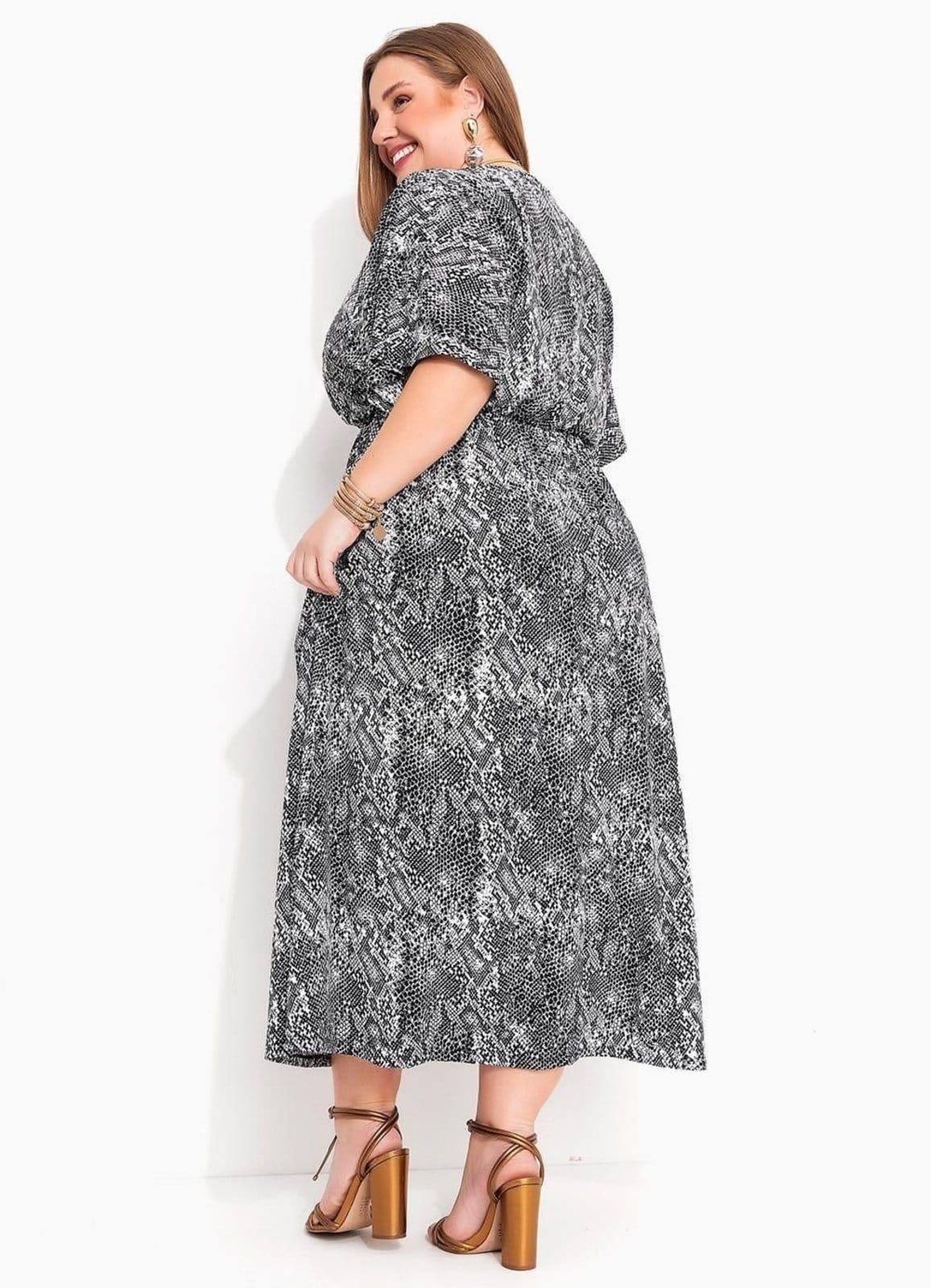 Vista 2 Vestido Em Malha Fria Cobra Marguerite cinza