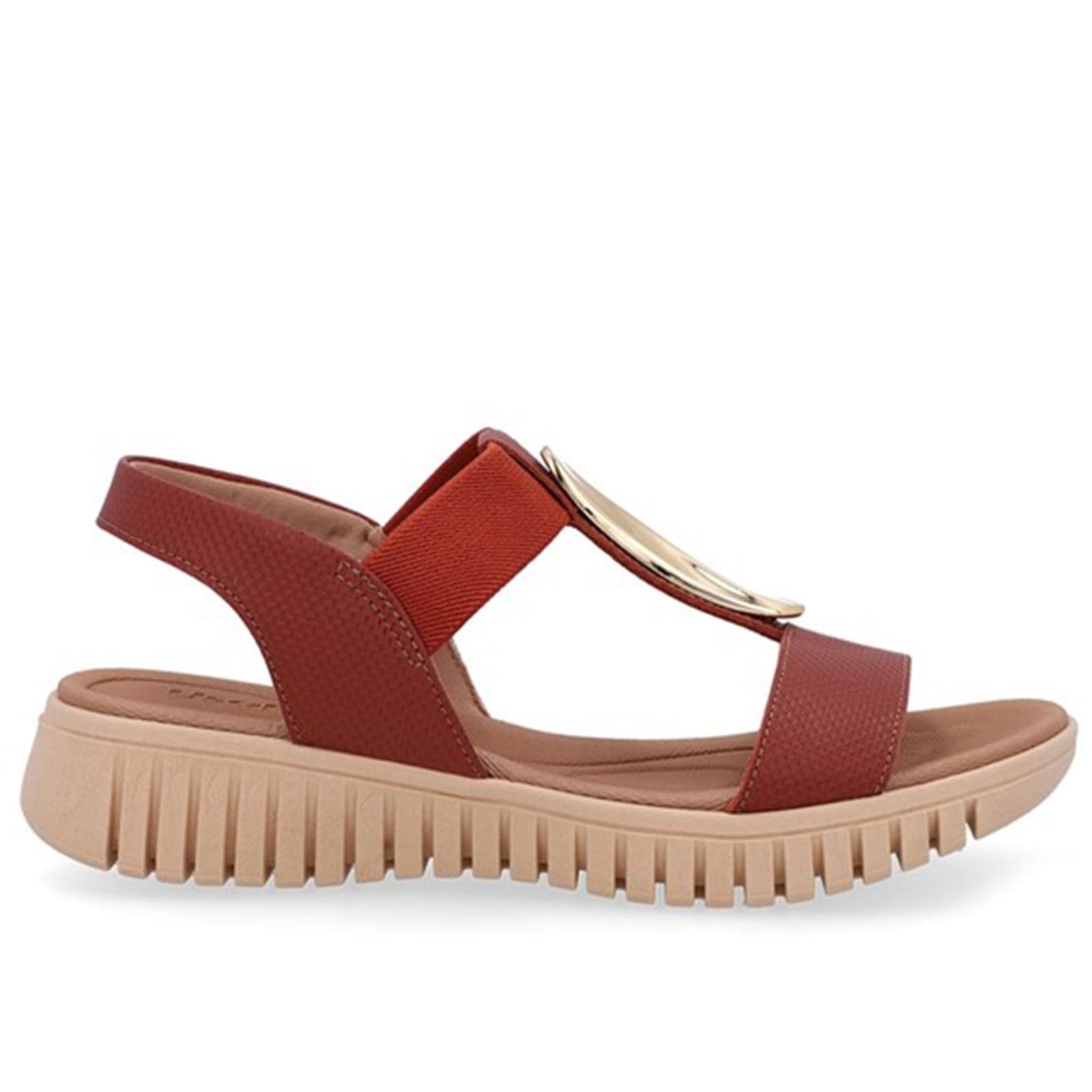 Vista principal Sandália Enfeite Dourado Couro Usaflex Terracota - 004 Usaflex marrom