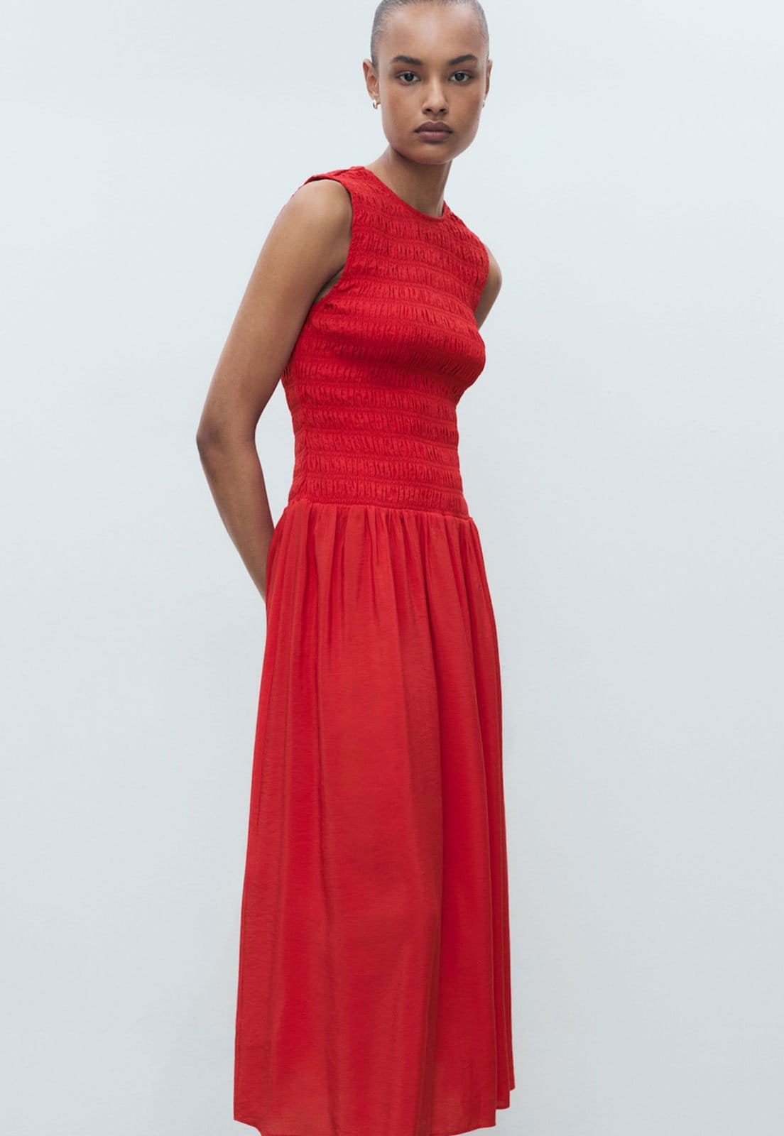 Vista 2 Vestido Mango Midi Lastex Mango vermelho