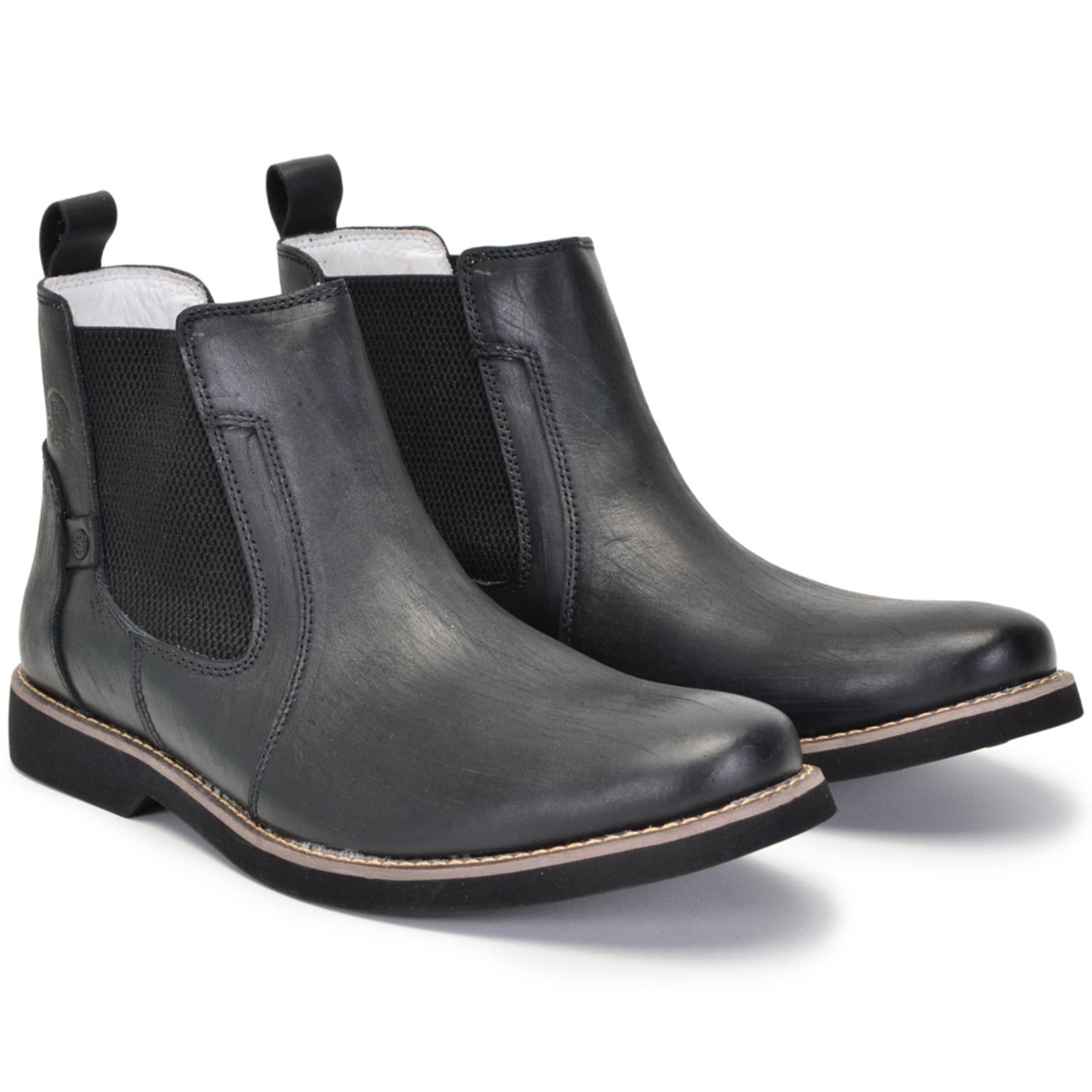 Vista 2 Botina Chelsea Masculina Ferrile Em Couro Rustico Forro De Couro 22023 Ferrile preto