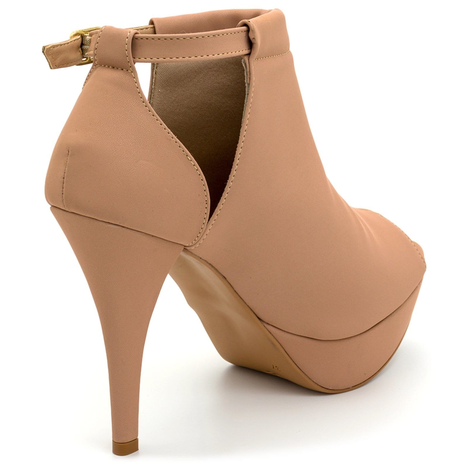 Vista 2 Sandália Feminina Fechada Salto Alto Fino 190200 Napa Flor da Pele nude