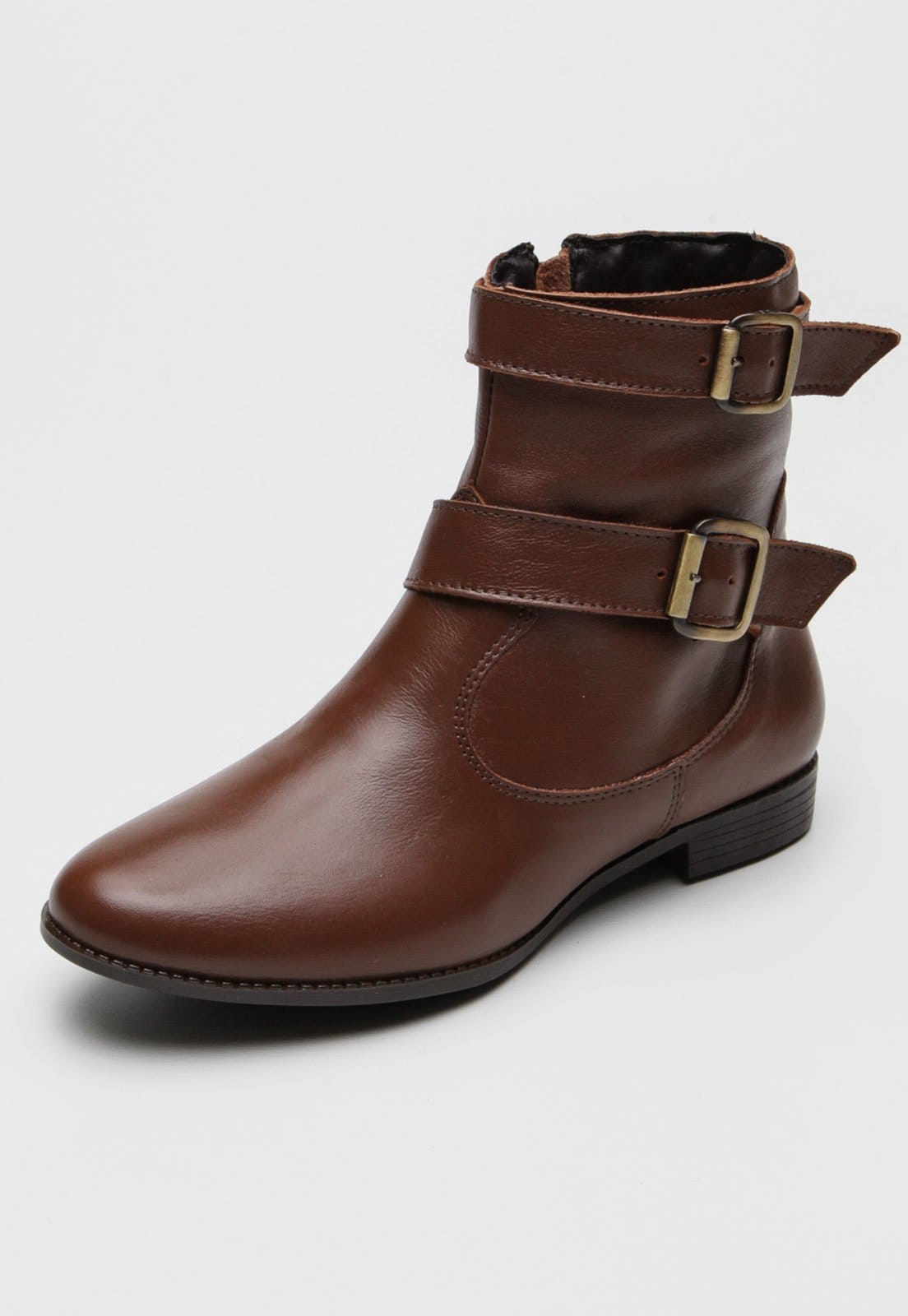 Bota Cano Curto em Couro Tellini Store Conhaque