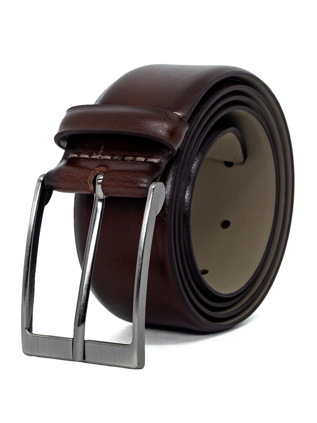 Cinto Masculino Fasolo Couro Legítimo Liso Confortável Social Fivela Marrom Conhaque Fivela Prata