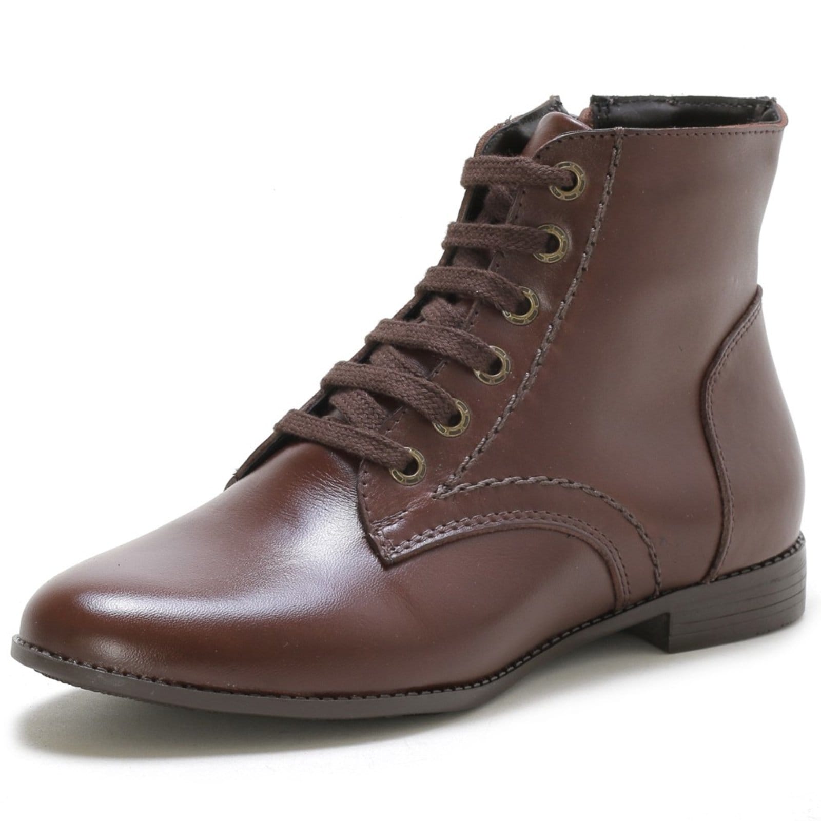 Vista principal Bota Cano Curto Couro Tellini Store Chocolate TELLINI STORE marrom