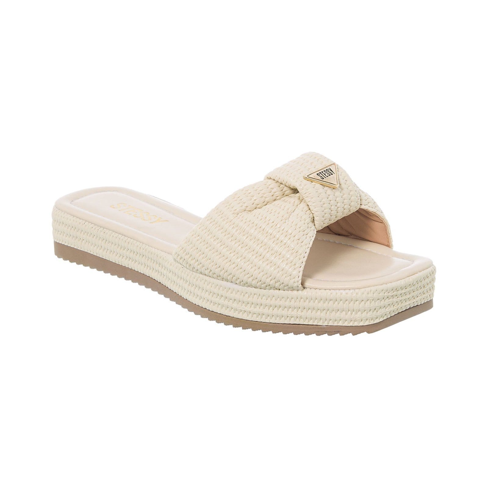 Vista 2 Sandália Tamanco Feminino Stessy Flatform Confortável Chinelo Juta Off White Stessy Shoes preto white