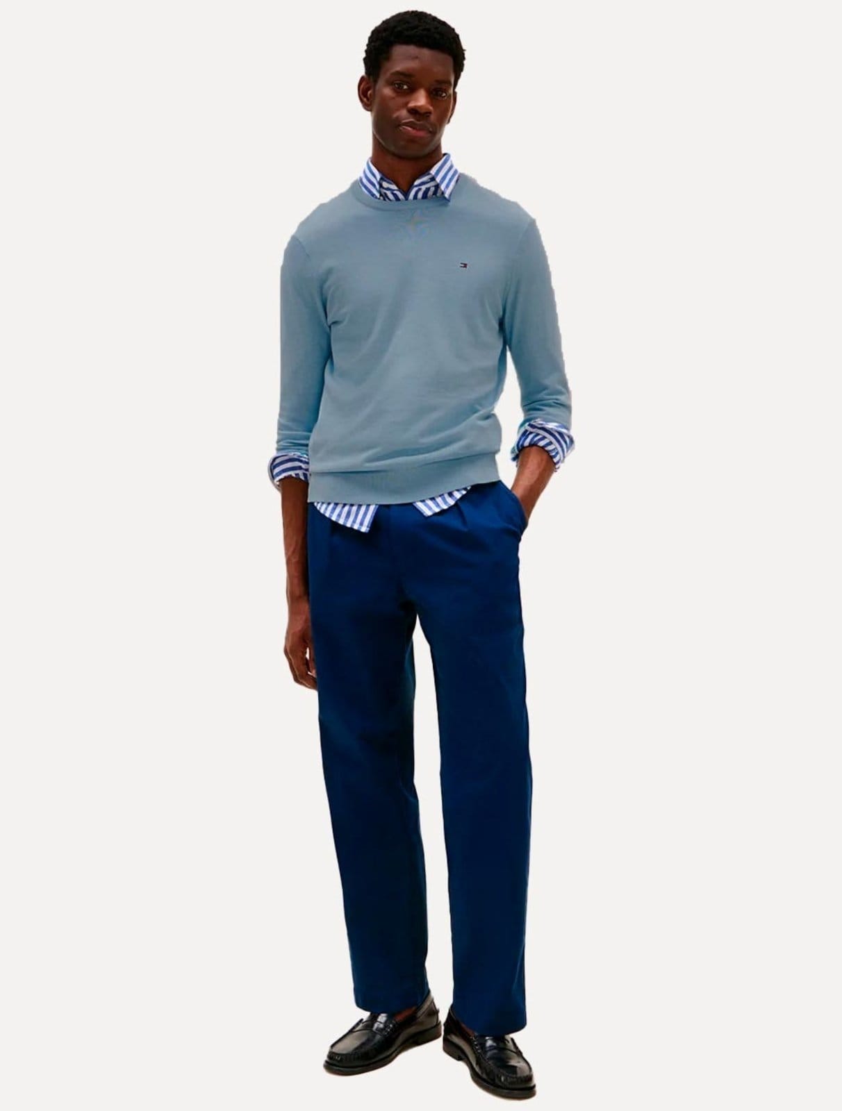 Vista principal Suéter Tommy Hilfiger Masculino Crewneck Essential Cotton édio Tommy Hilfiger azul