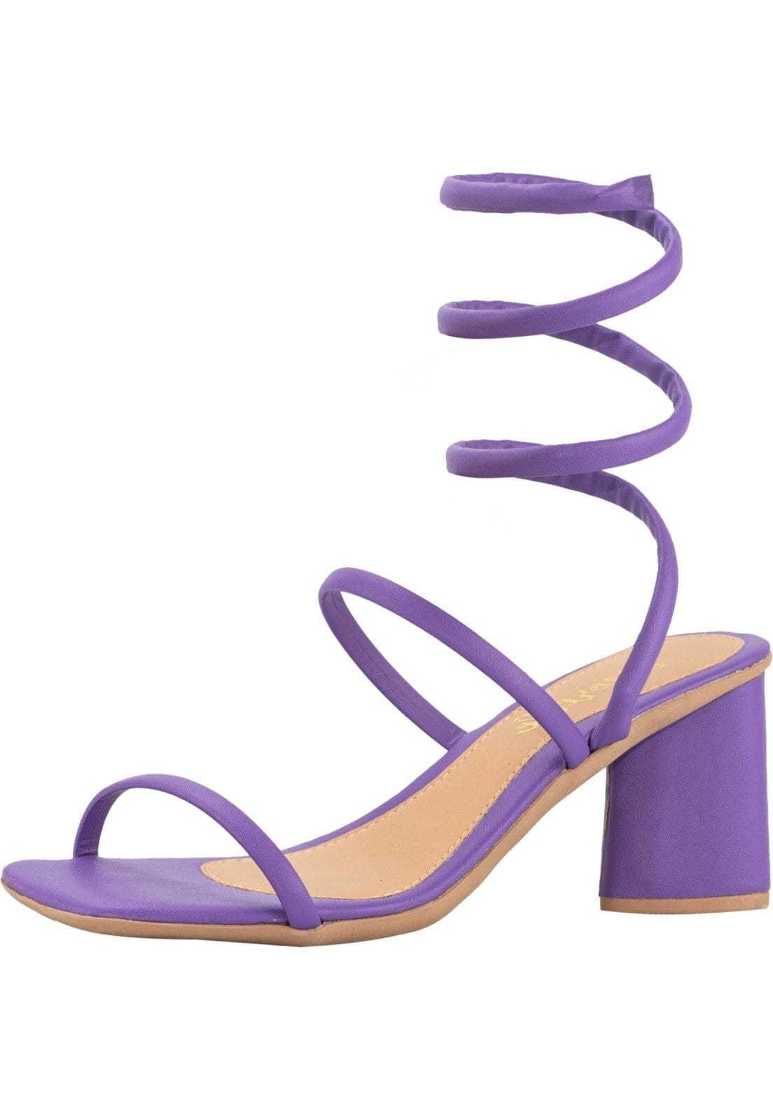 Sandália Feminina Amarração Espiral Tiras Salto Grosso Iris