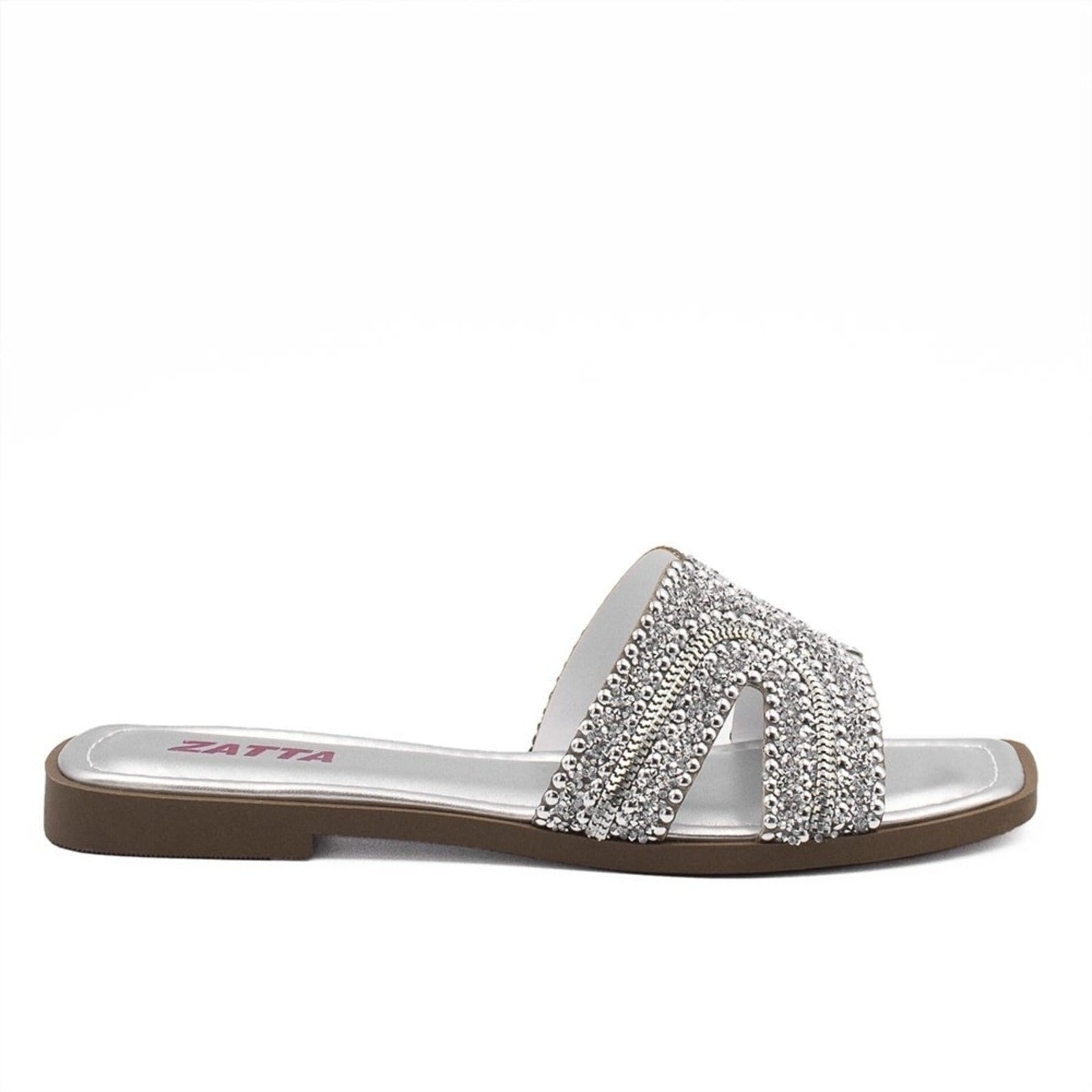 Rasteira Feminina Zatta de Pedras Mirela Prata