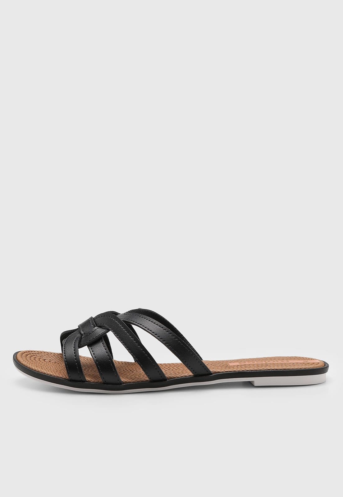 Rasteira Feminina Moleca Tiras Trançadas Preta