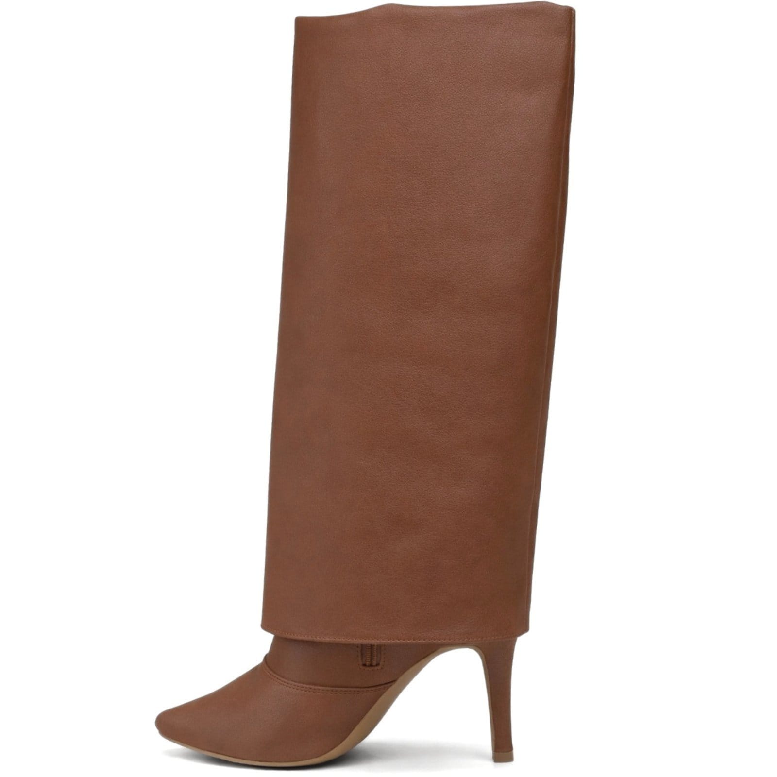 Vista 2 Bota Feminina Com Capa Cano Longo Salto Fino Moderna Sete Sales 1796 Cacau Sete Sales marrom