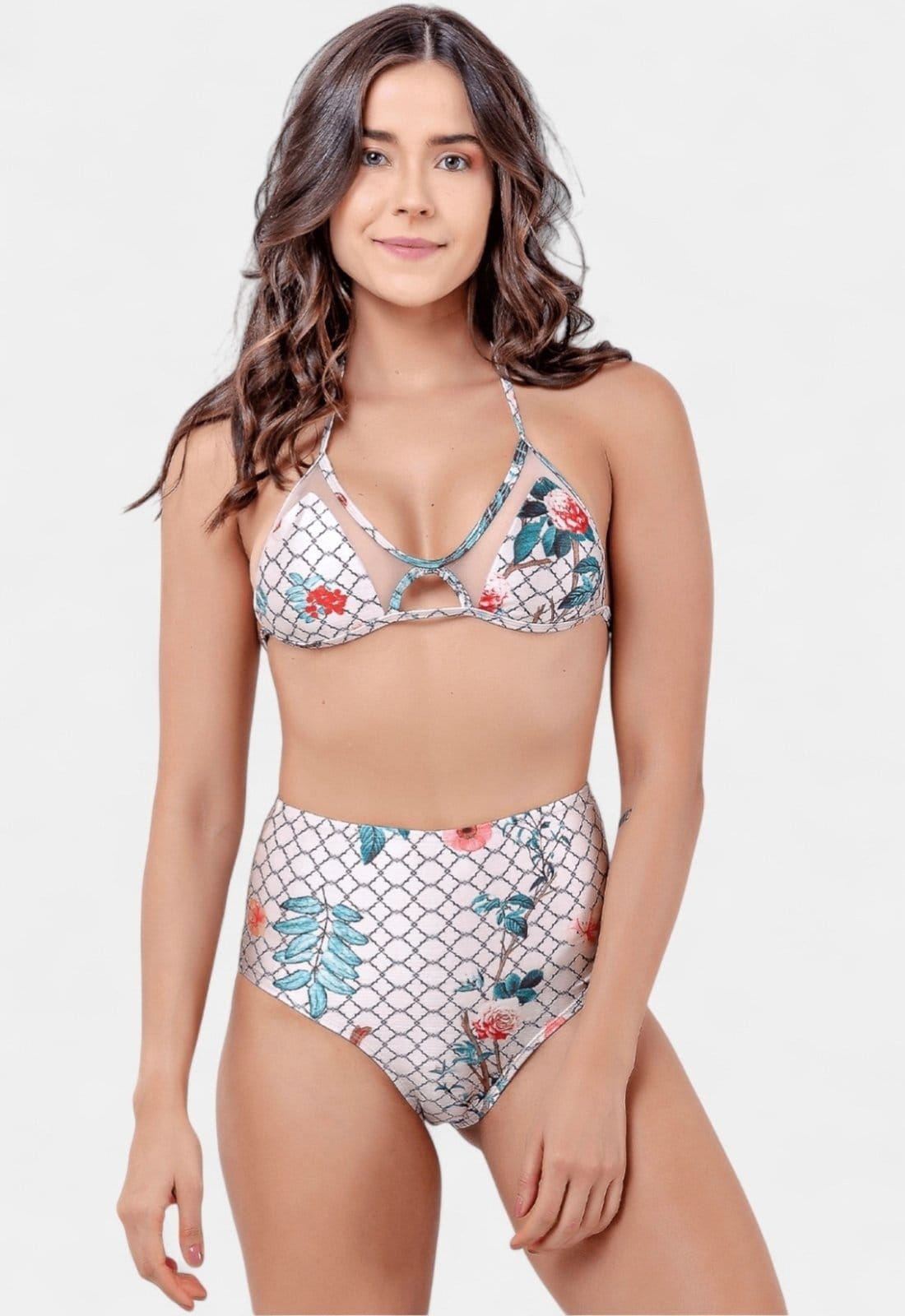Biquíni Areia Branca Praya Hot Pant Floral