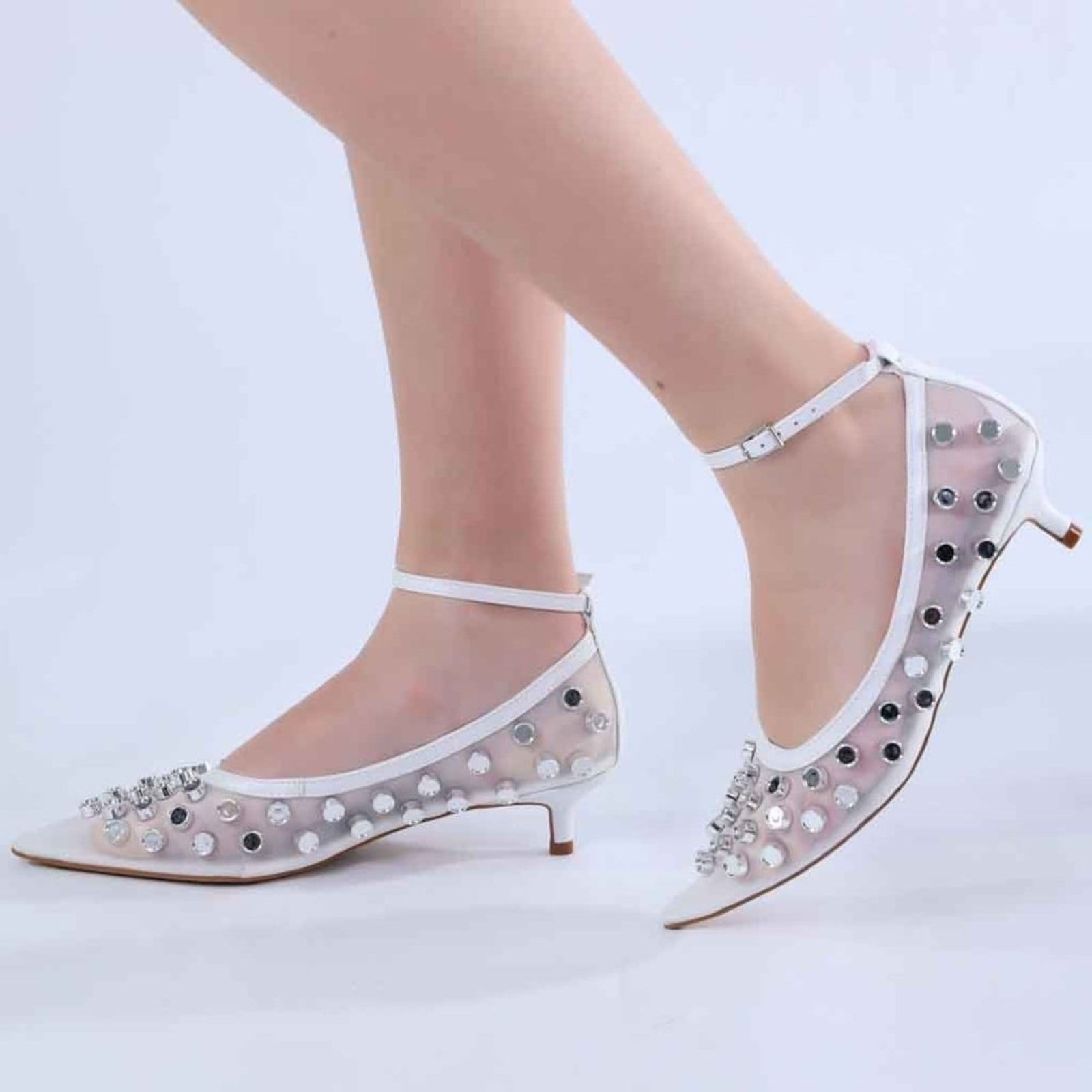 Vista 2 Sapatilha Feminina Zariff com Salto e Maxi Esferas 2036-6353 Zariff Zariff branco