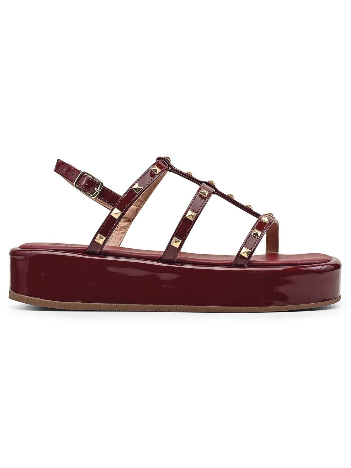 Vista principal Sandália Papete Marsala Verniz Spike Salook bordô
