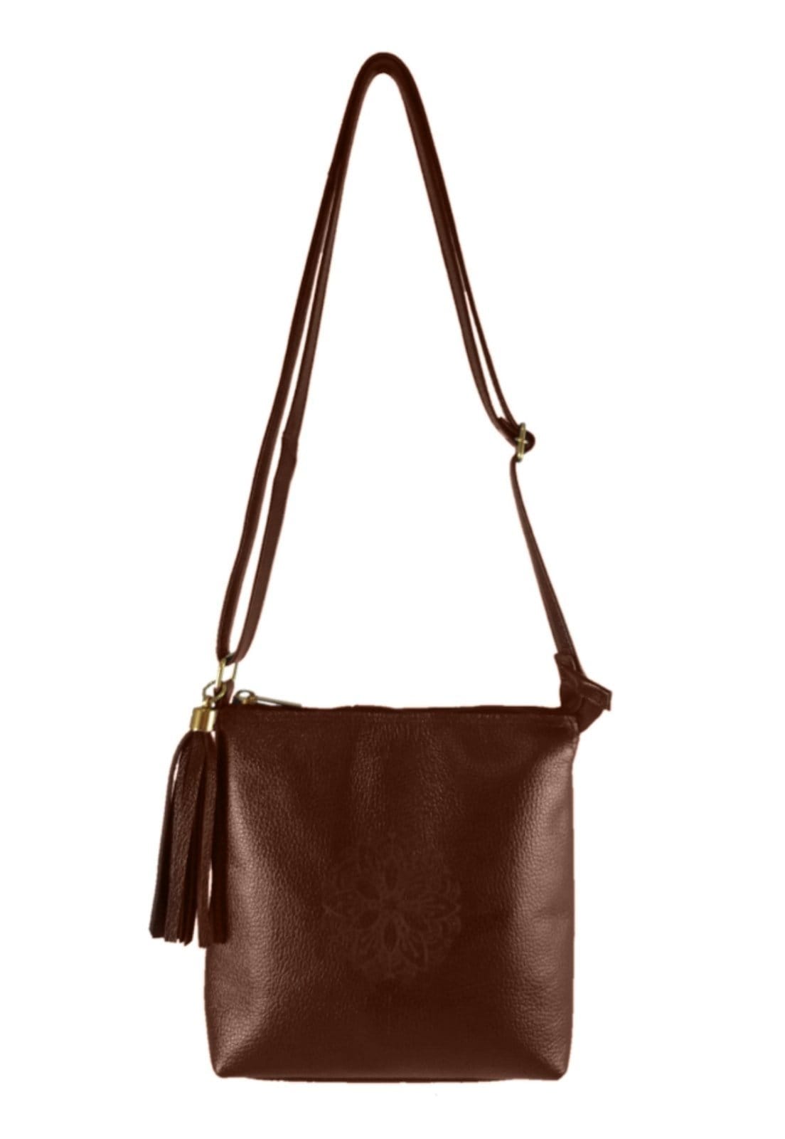 Vista 2 Bolsa Transversal TopGrife Estampa Mandala Couro TopGrife marrom