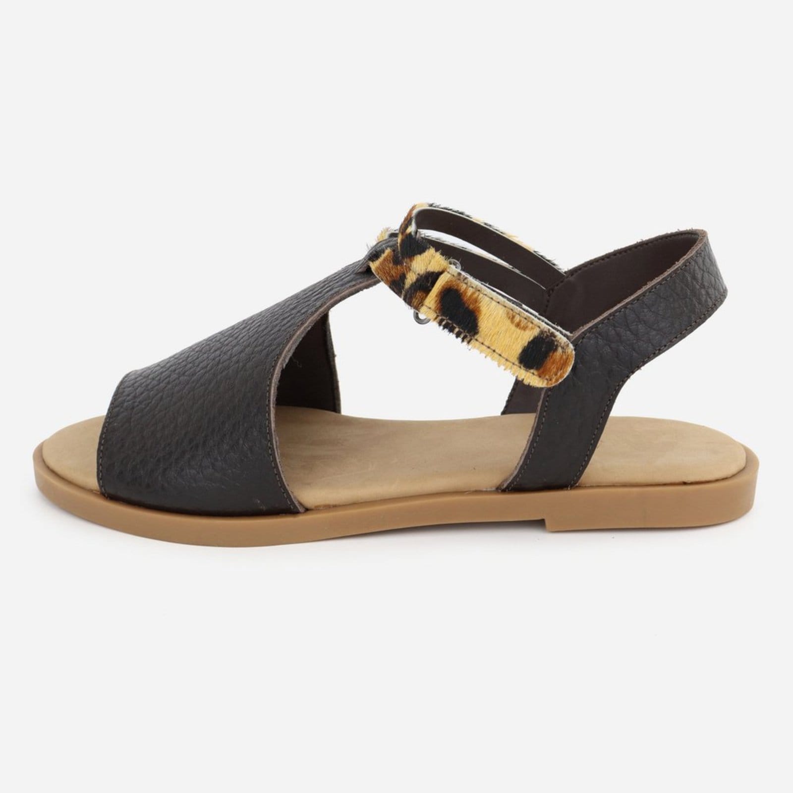 Vista principal Rasteira Conforto Casual Maria Paula Couro MARIA PAULA café