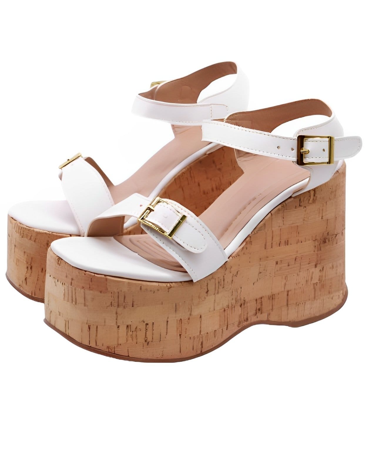 Sandália Feminino Anabela Flor Da Pele Cortiça Plataforma 182176 Napa