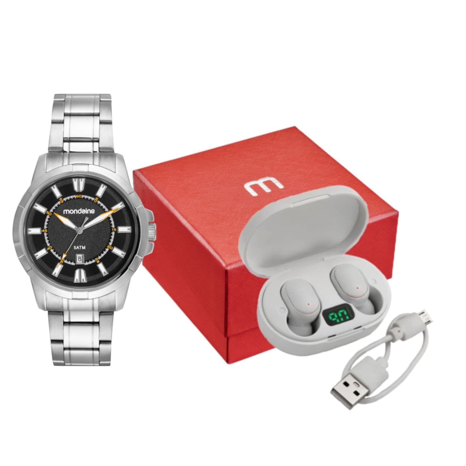 Kit Relógio Masculino Clássico Com Fone Bluetooth