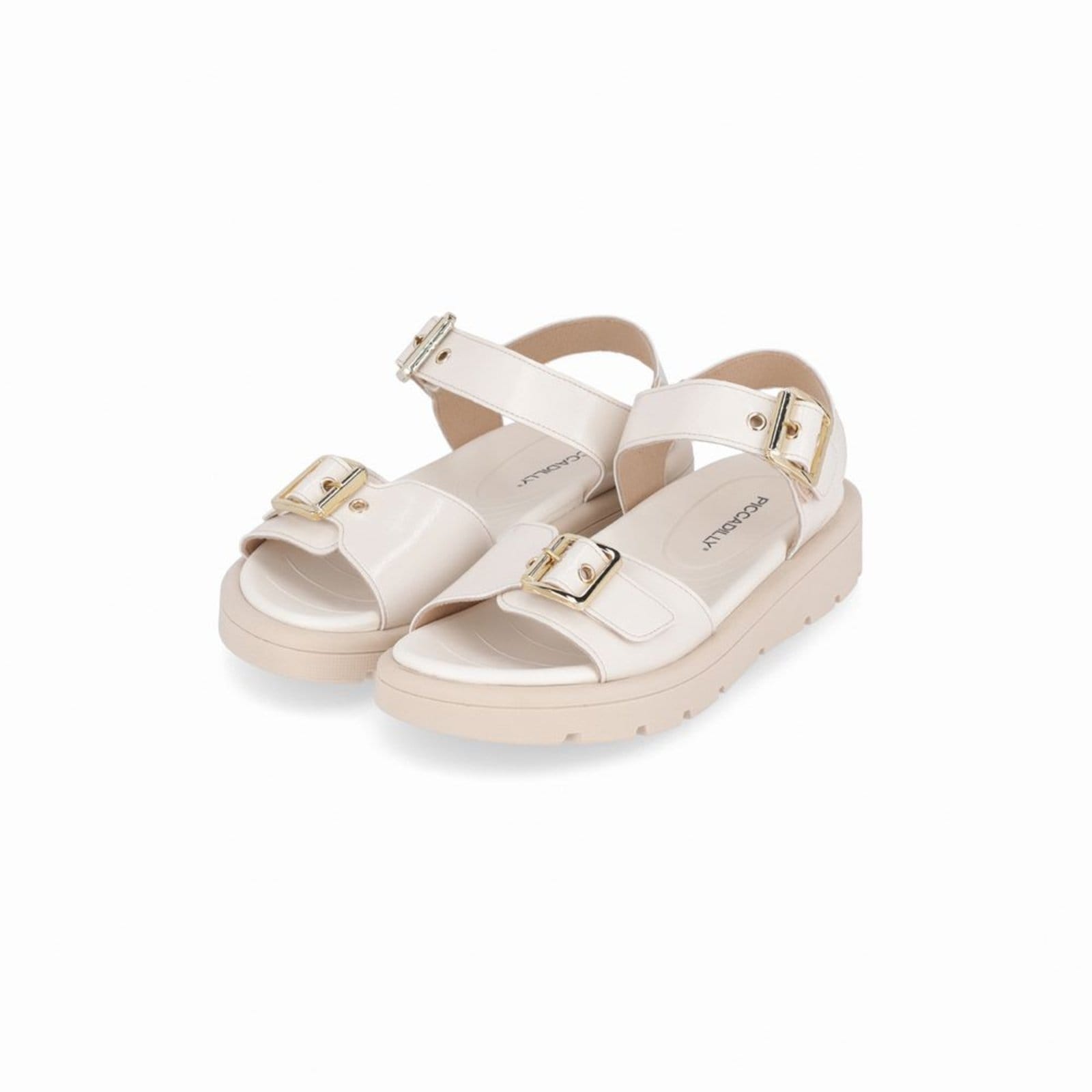 Vista 2 Sandália Gabriela Anabela Baixo Off White Piccadilly branco white