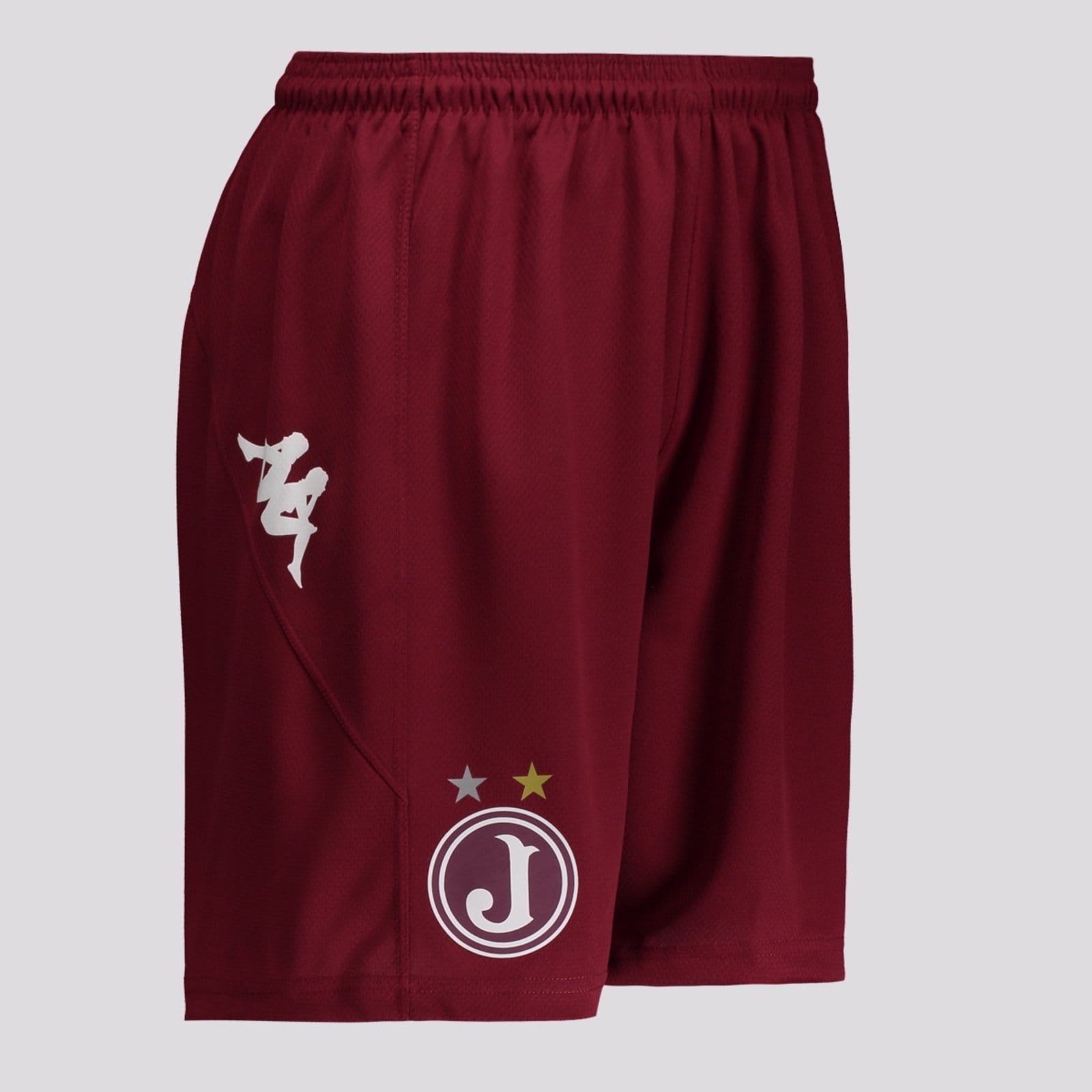 Vista 2 Calção Kappa Juventus da Mooca Treino Atleta 2025 Bordô Kappa vermelho