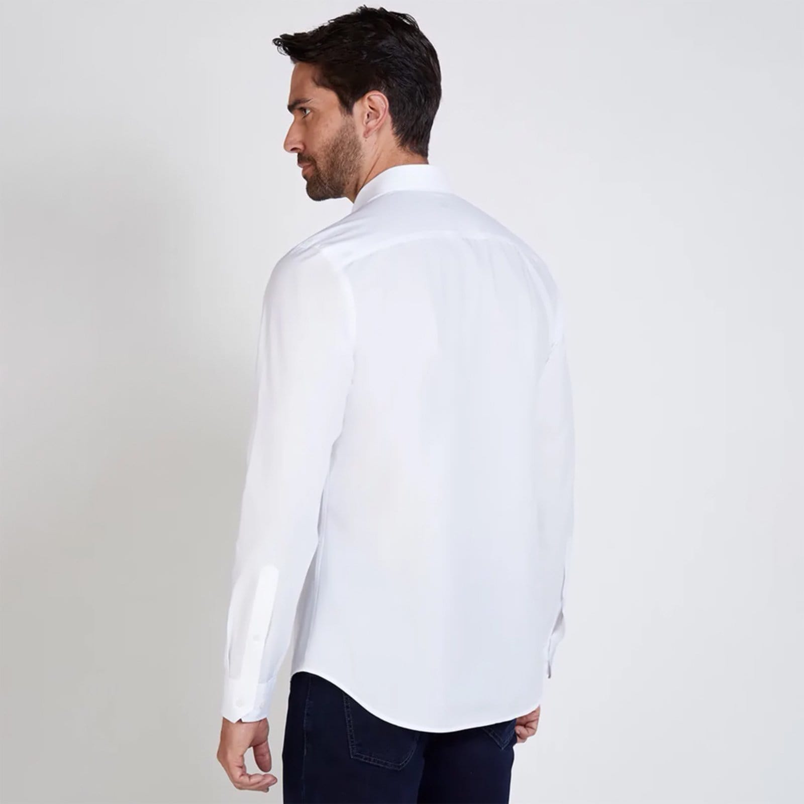 Vista 2 Camisa Dudalina Milano Tricoline Lisa In25 Masculino Dudalina branco