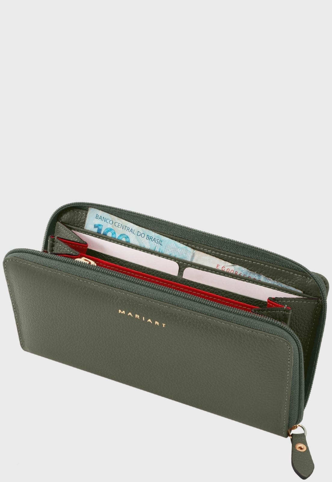 Vista 2 Carteira de Couro Mariart 601N Army Mariart verde militar