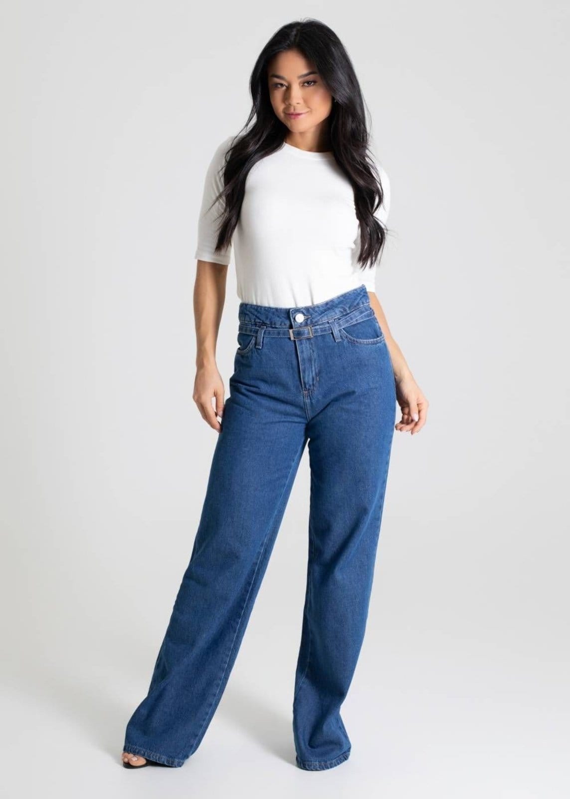 Vista 2 Calça Jeans Sawary Wide Leg - 280186 Sawary azul